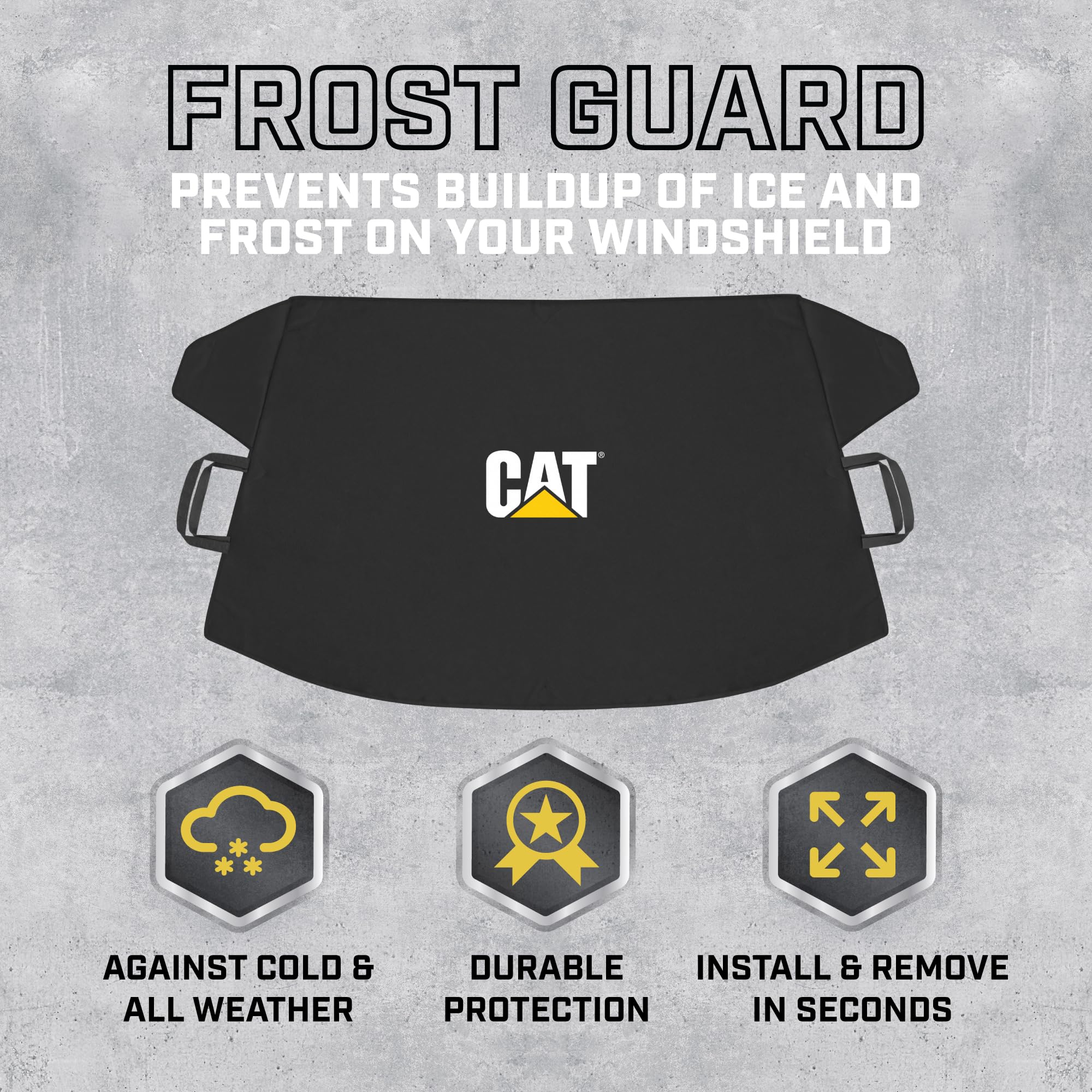 CAT Windshield Snow Cover, Weatherproof Frost Protector, 78"x45", Black, Model CAFG-200, Includes Anti-Theft Straps