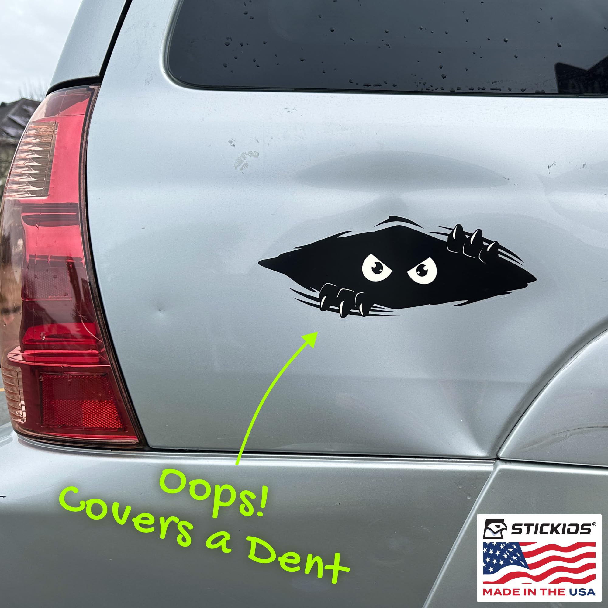 Stickios Peeking Monster Car Decal - Large Vinyl Bumper Sticker (11x4.25 inches) - Black - Made in USA - Model ST-7412