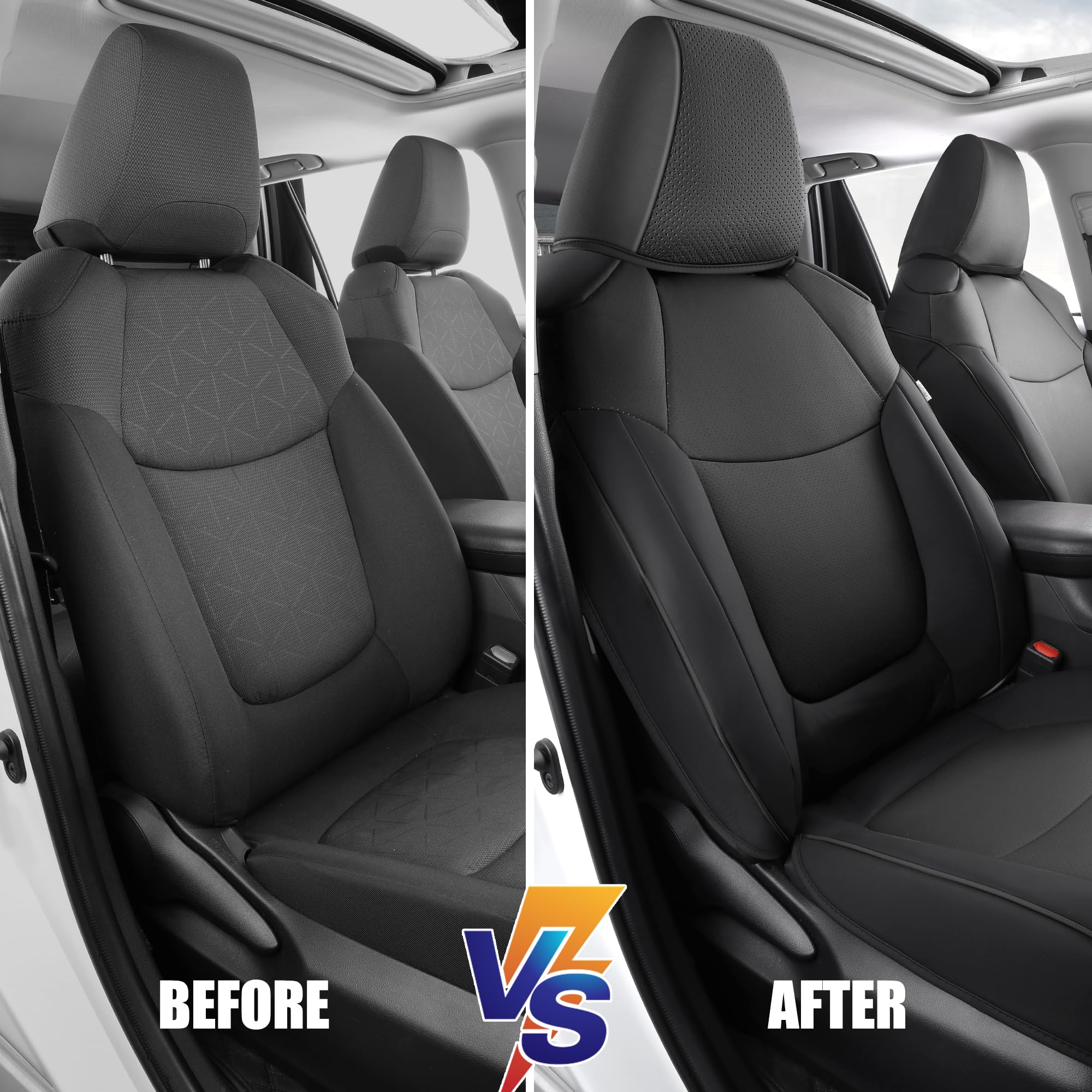 AOOG Leather Car Seat Covers Fit RAV4, Waterproof Faux Leather Seat Covers Custom Fit for Toyota RAV4 2019 2021 2022 2023 LE,XLE