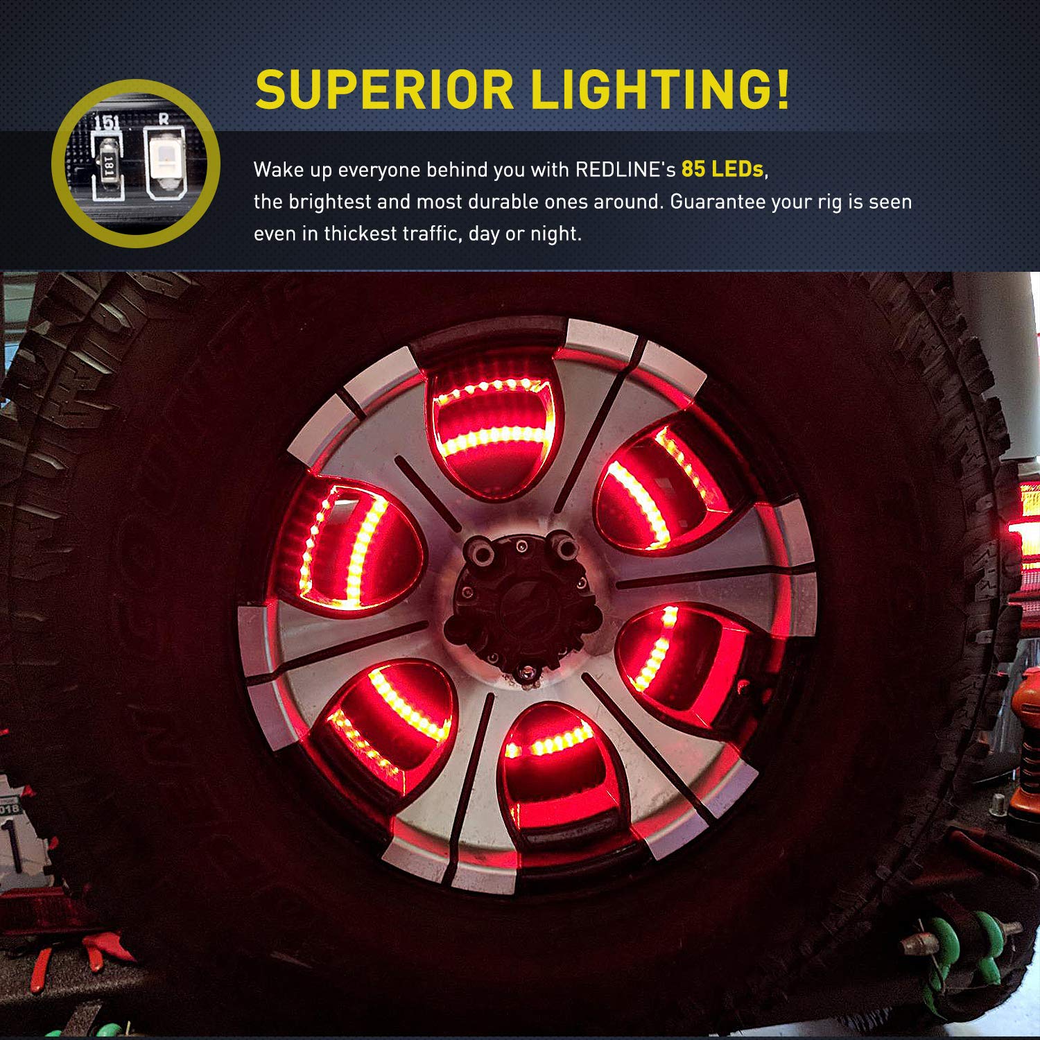 Nilight - Tl-12 Spare Tire Brake Light Wheel Light 3Rd Third Brake Light For Wrangler 2007-2018 Jk Jku Yj Tj, Red Light