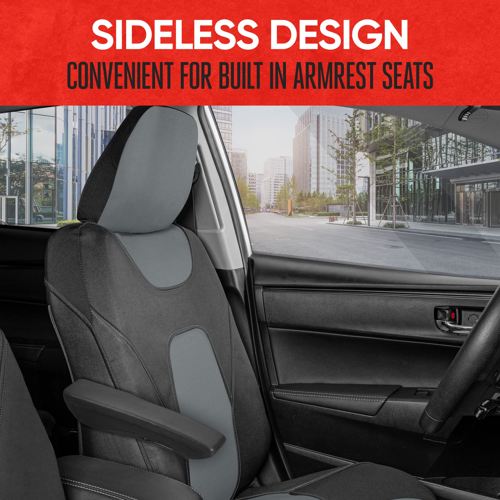 Motor Trend Aquashield Car Seat Covers For Front Seats, Gray - Two-Tone Waterproof Seat Covers For Cars, Neoprene Front Seat Cov