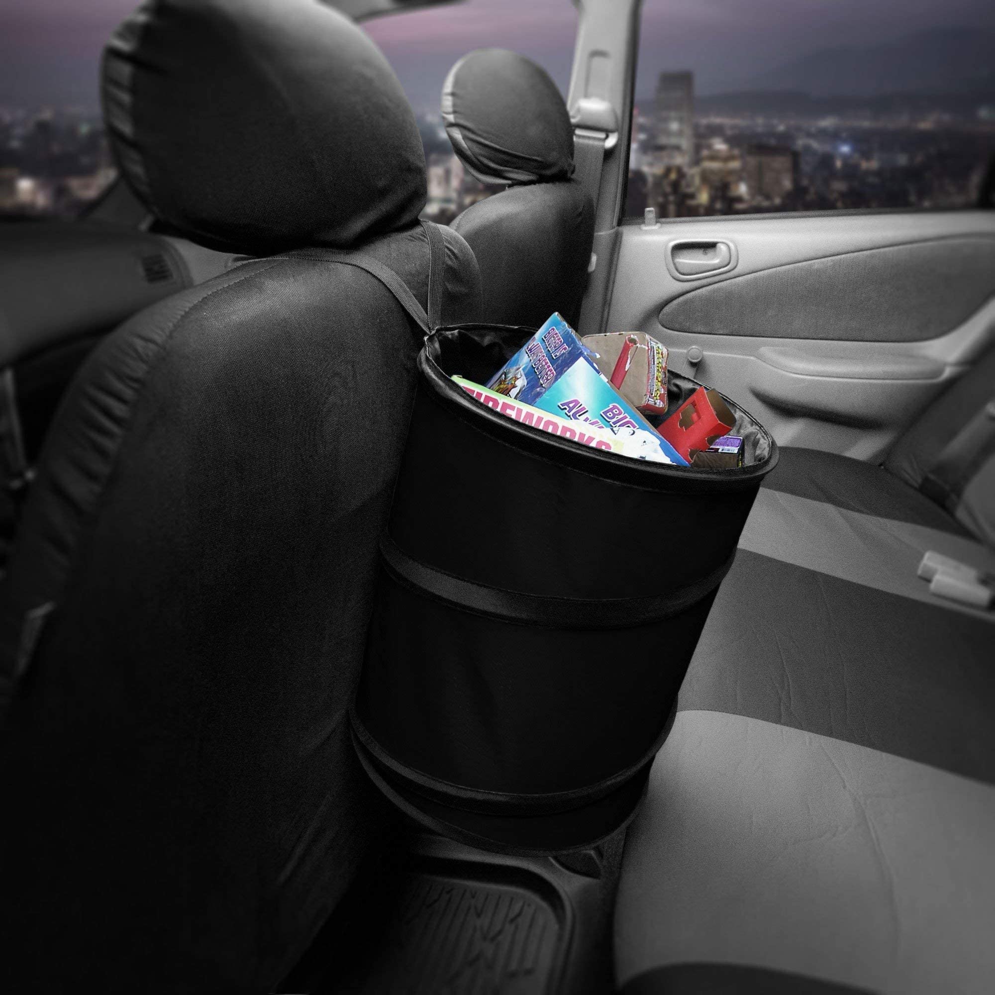 Fh Group Automotive Waterproof Portable Collapsible Large Trash Can Garbage Container Fits Most Cars,Polyethylene,Suvs, And Truc