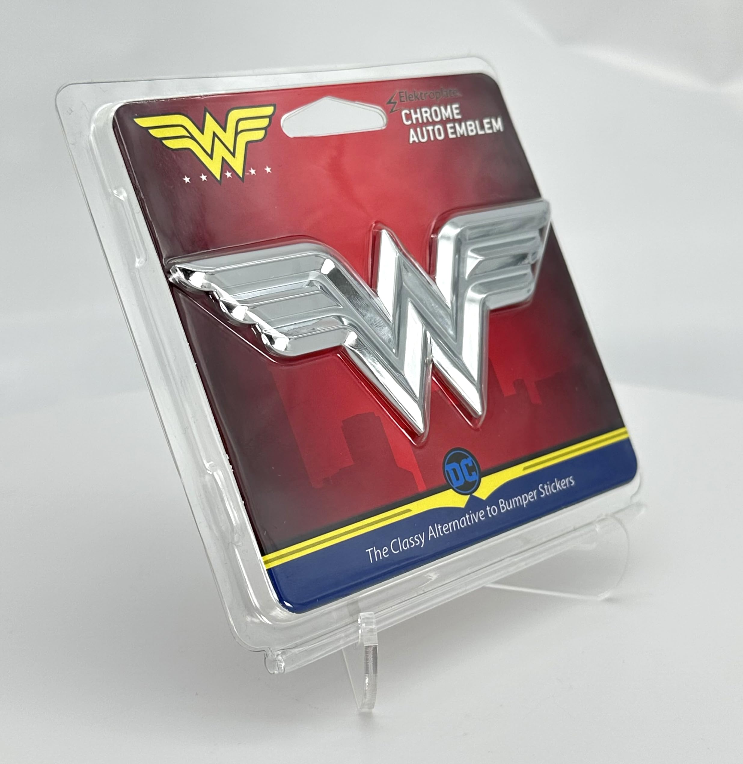 Elektroplate 3D Chrome Wonder Woman Emblem | All Metal, Weatherproof, Universal Fit, 4.25" x 2.0", Model WONDER-3D-C