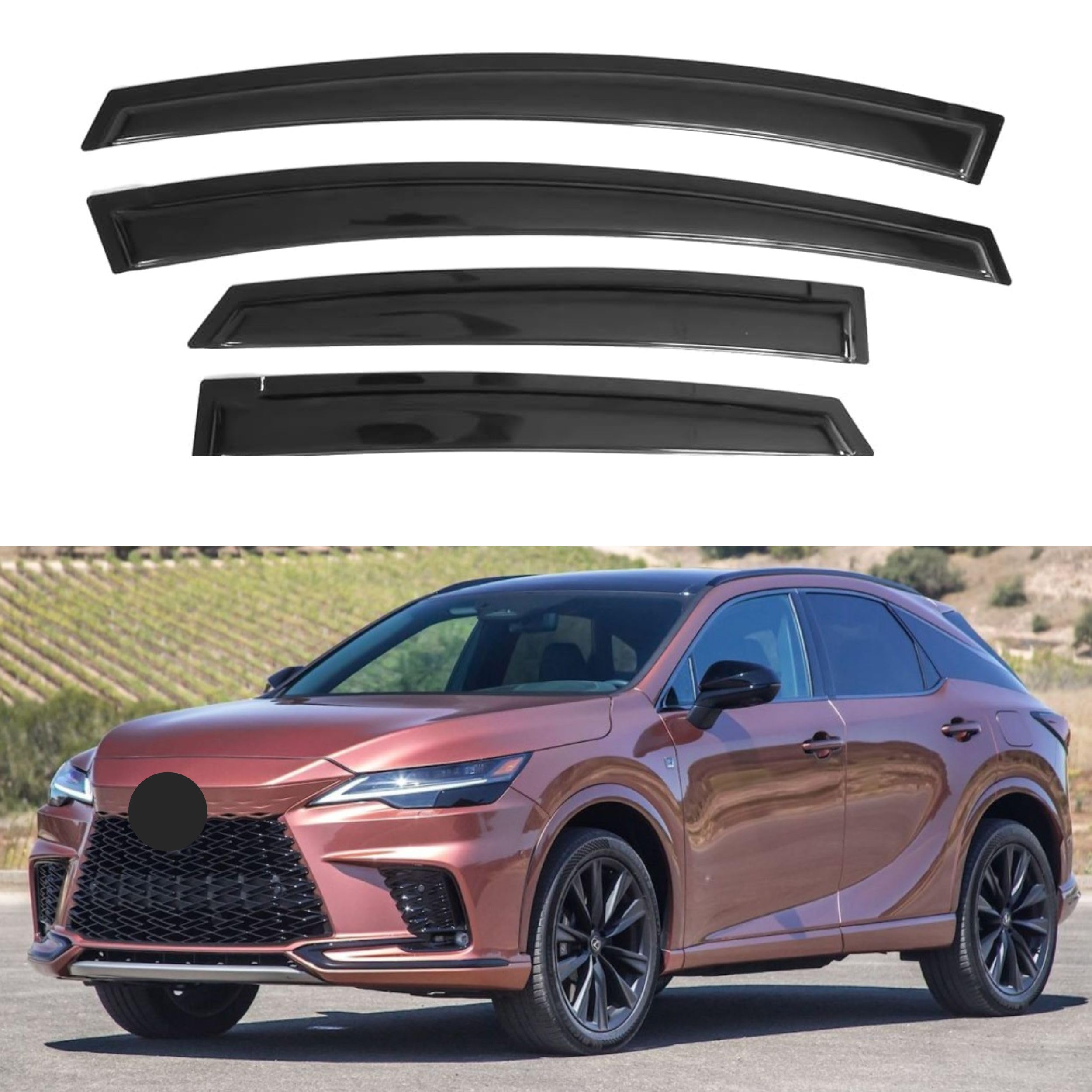 Ig Window Visor For Lexus Rx350 Rx450H 2023-2024, Rain Guard Tape-On Extra Durable Sun Wind Side Vent Window Deflector, 2023 202