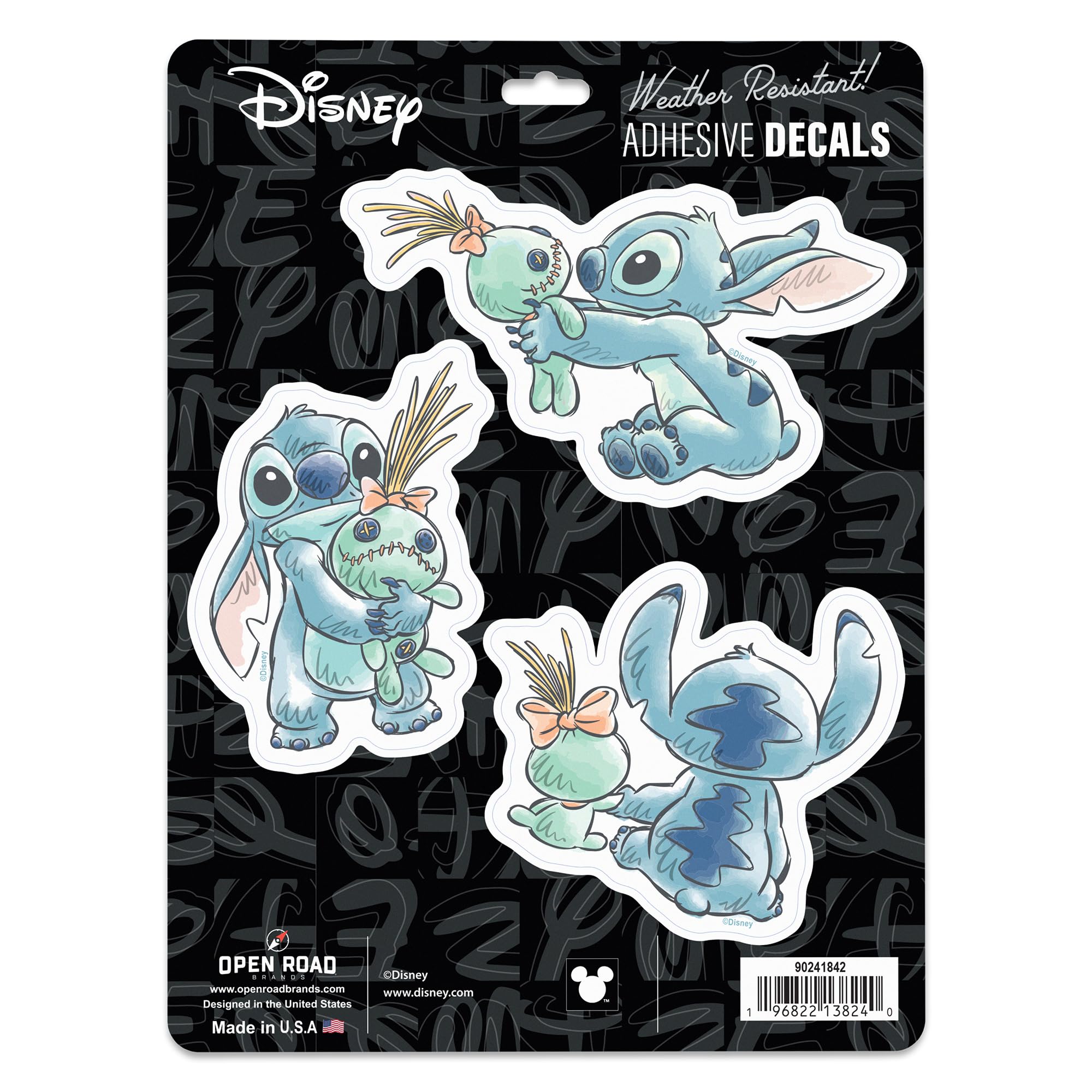 Disney Lilo and Stitch with Scrump Adhesive Vinyl Decals - Adorable Set of Stitch Stickers for Car, 1 Pack (3 Count)