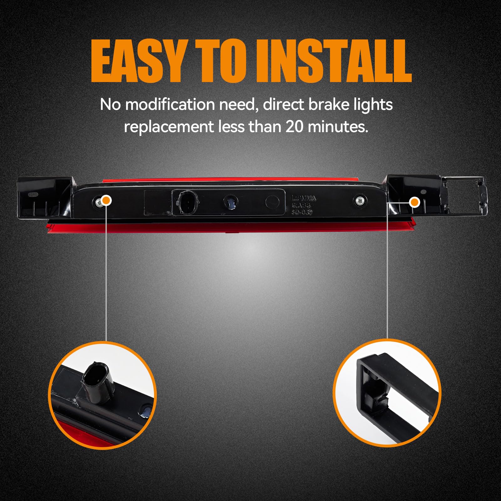 Cxdar LED Third Brake Light for 2010-2017 Chevy Equinox & GMC Terrain, Waterproof High Mount Stop Light, Red