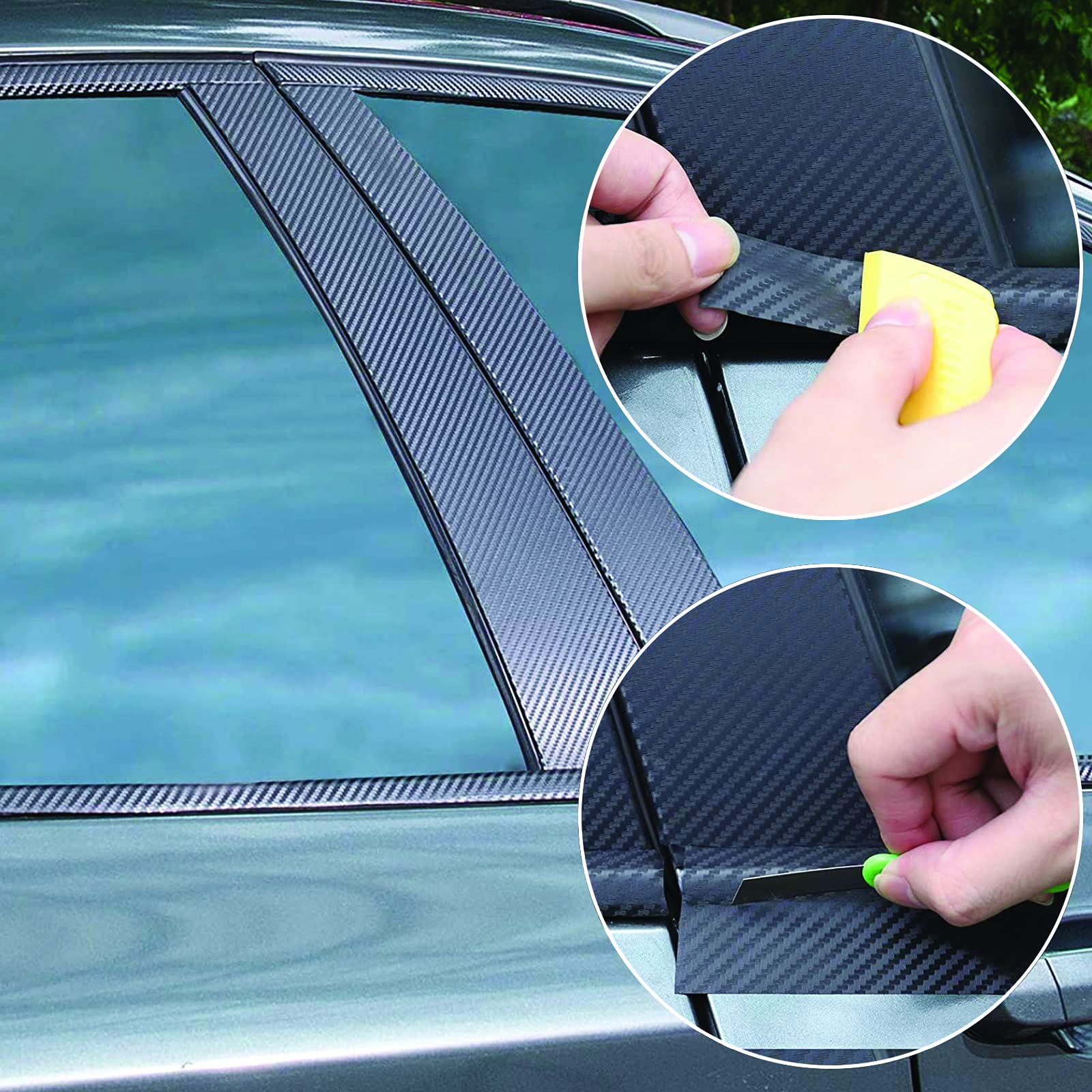 Spurtar Carbon Fiber Vinyl Tape, 2" x 20ft, Chrome Black, Anti-Scratch, Model AEX0068CF, DIY Car Door Edge Guard