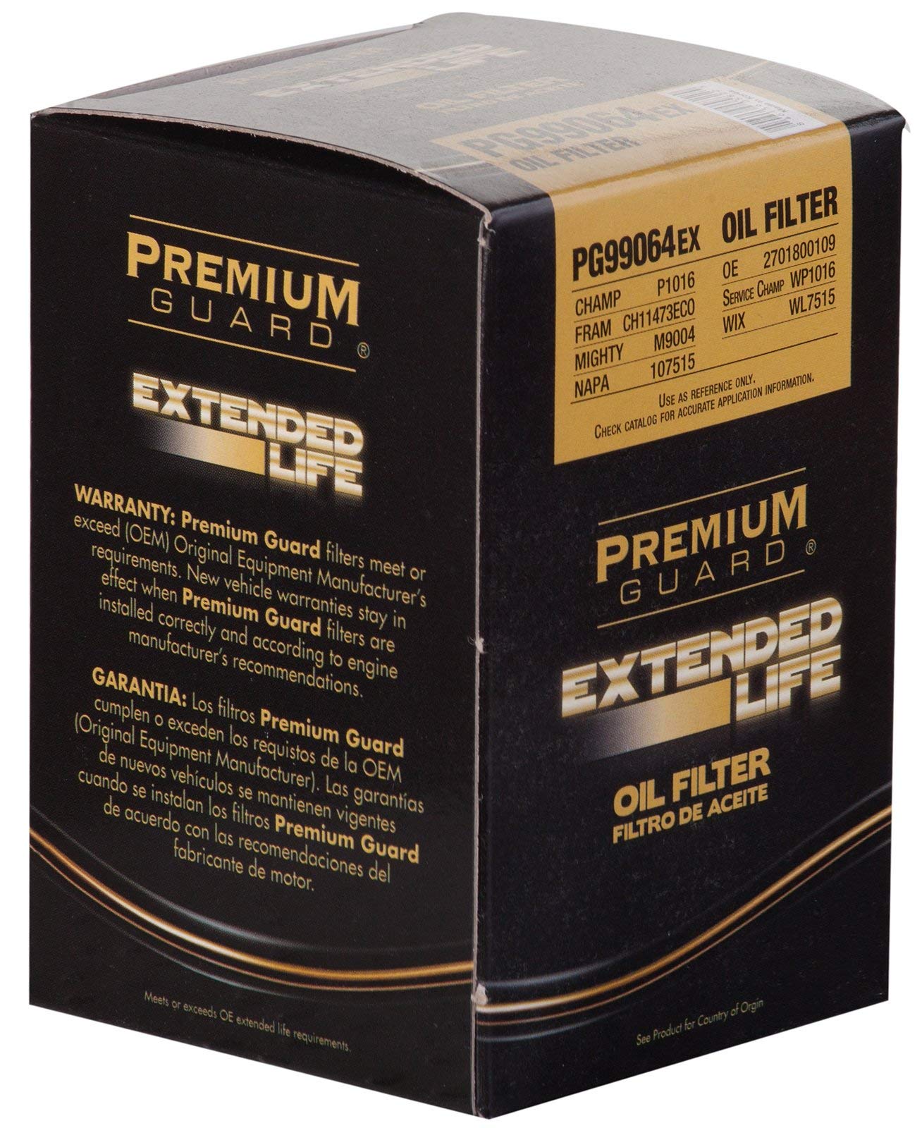 Premium Guard Oil Filter, Extended Life Pg99064Ex Fits 2015-20 Mercedes-Benz C300, 2016-20 Glc300, 2014-20 Cla250, 2017-19 Infin