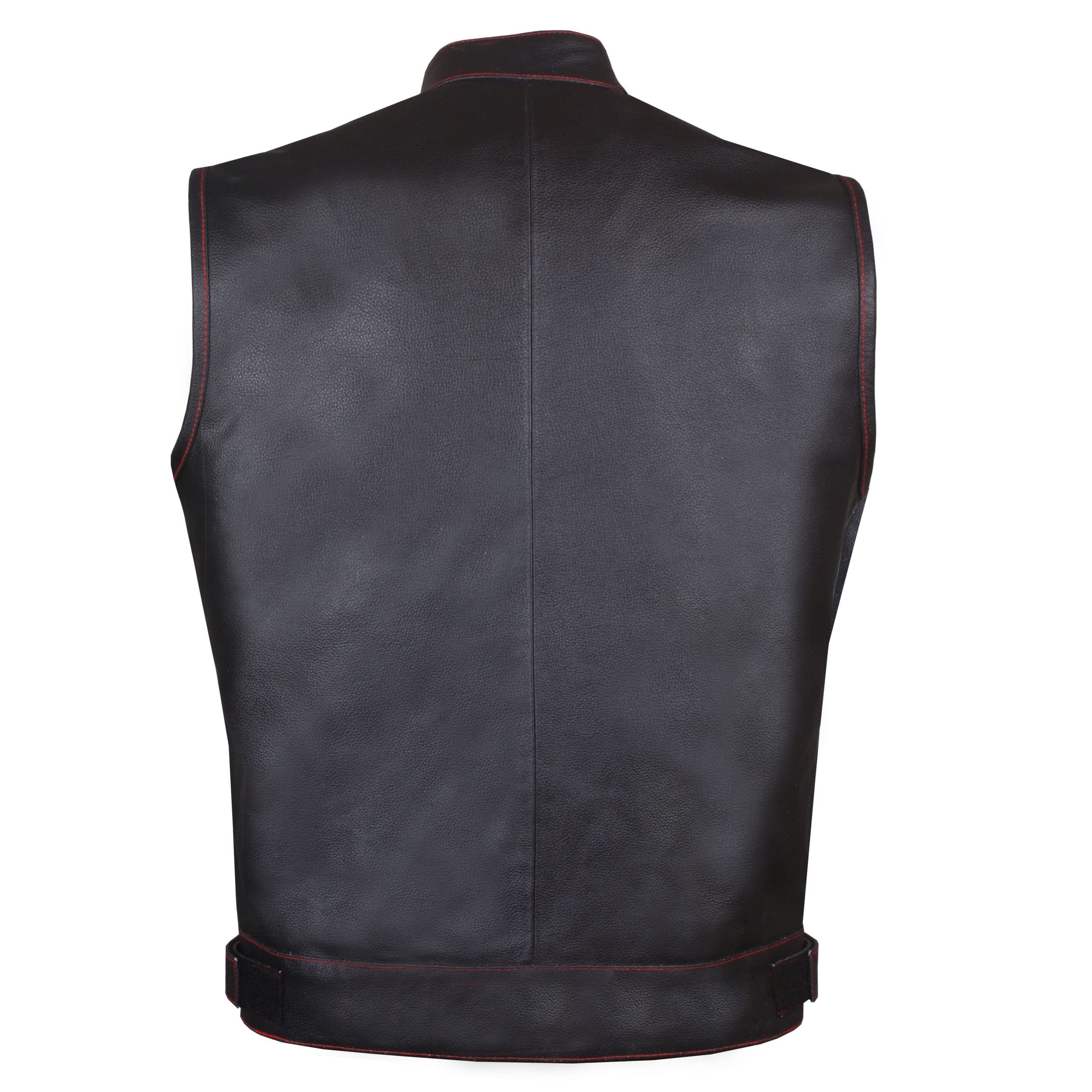 Soa Men 'S Premium Leather Motorcycle Vest With Biker Club Concealed Carry Gun Pockets W/Armor Us Flag Xl