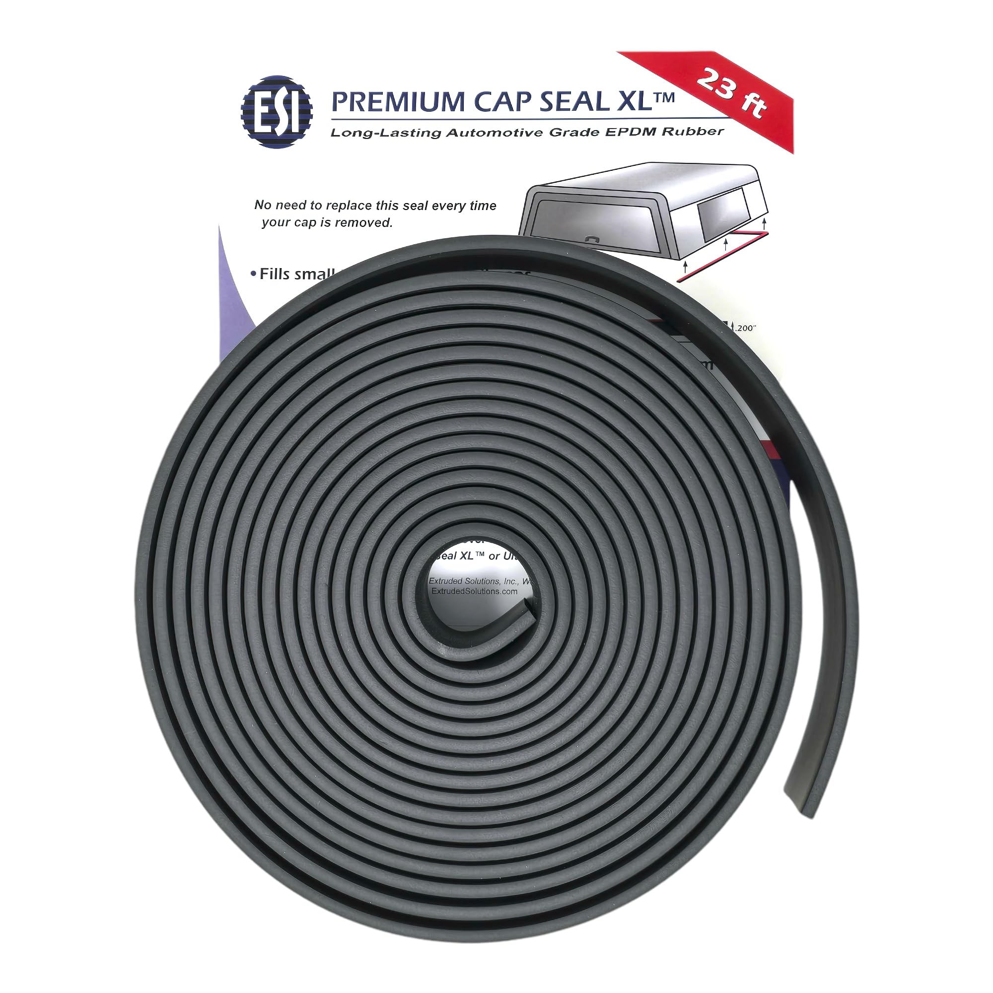ESI Premium Cap Seal XL 23 FT (2'' Width x .200'' Height x 23' Length) EPDM Rubber for Caps 200 lbs or Less
