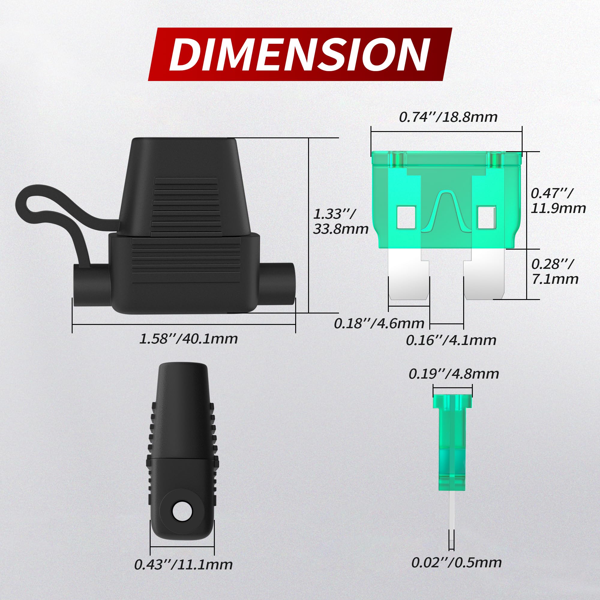 Daiertek 12 Gauge Inline Fuse Holder 12V, Ato/Atc In Line Fuse Holder 12 Volt Waterproof With 30 Amp & 40 Amp Medium Blade Fuse