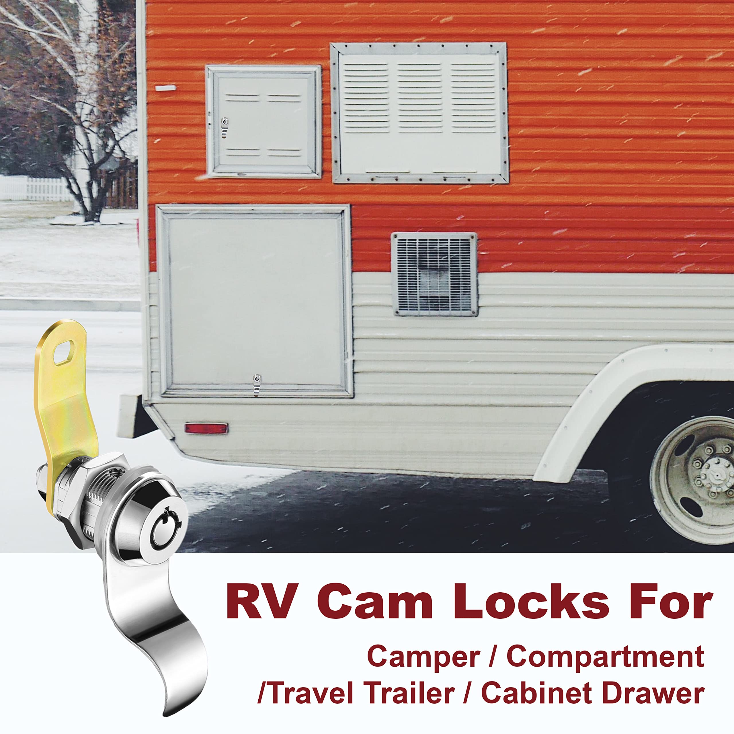 Naissian RV Locks - 7/8" Metal Storage Door Locks, Silver, Pack of 5 with 6 Alike Keys for Camper, Travel Trailer, Cabinet