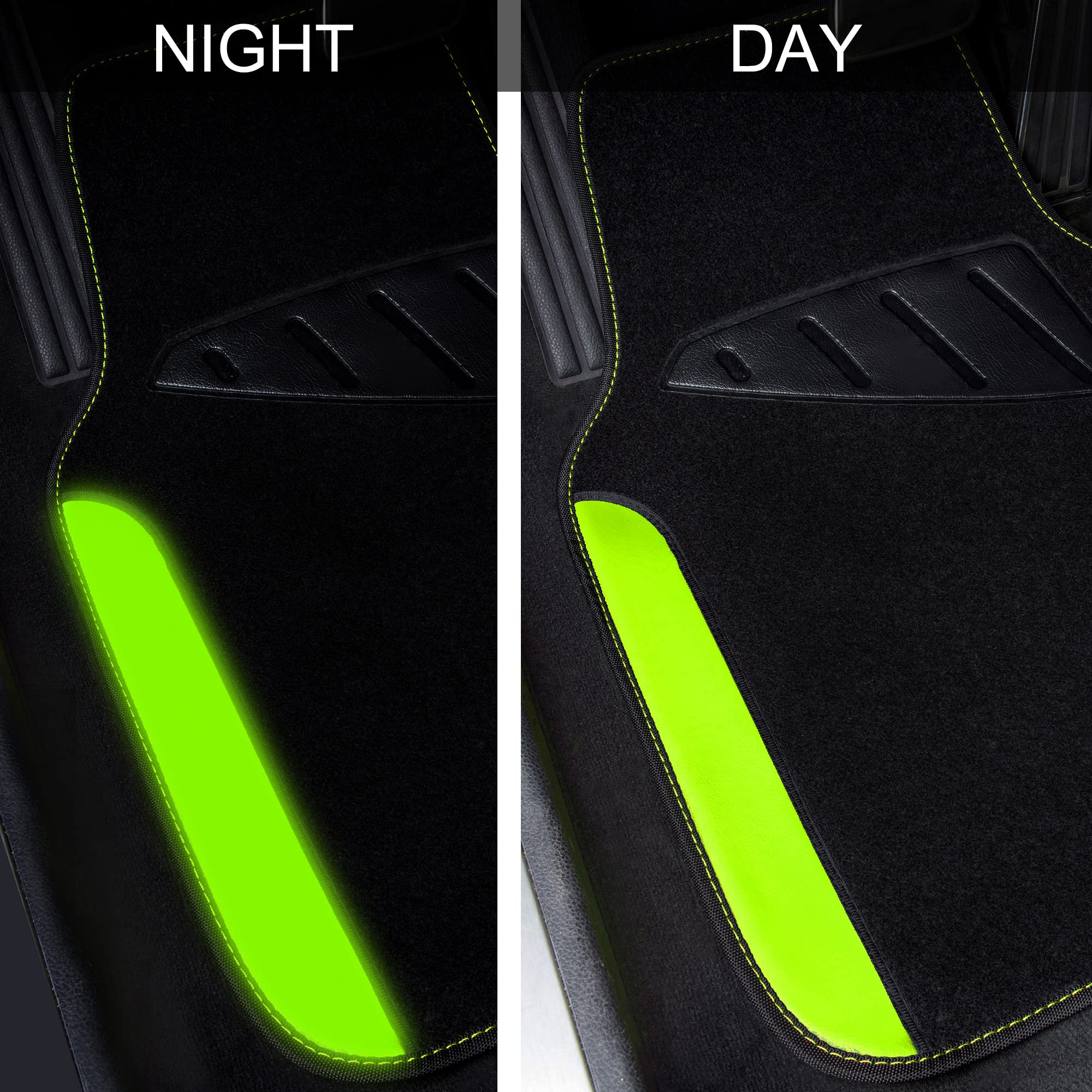 Car Pass Fluorescent Leather & Waterproof Car Carpet Floor Mats, Universal Car Mats Fit For Suv,Vans,Sedans, Trucks,Set Of 4Pcs