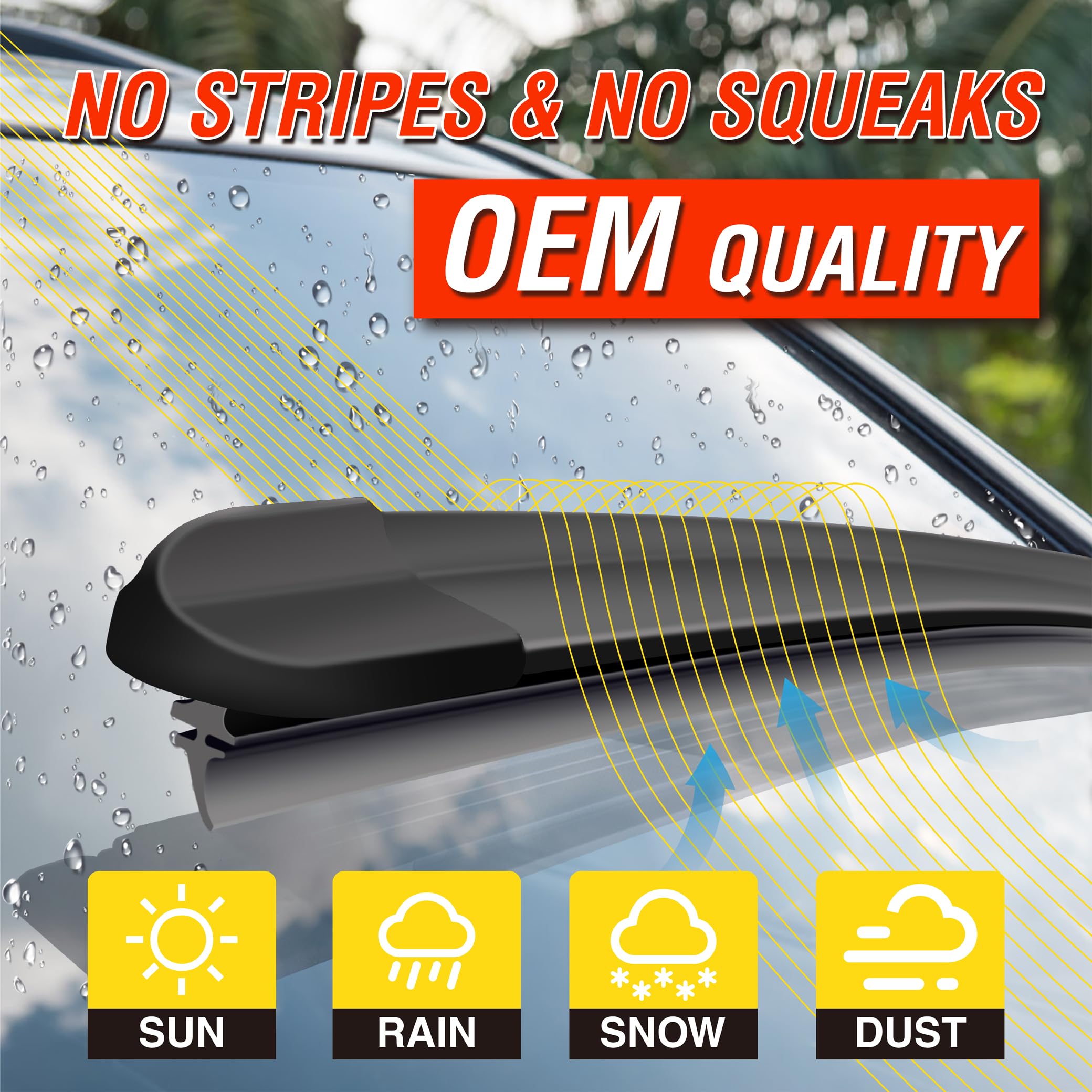 5 Plus 24''+16'' Windshield Wipers Replacement For Wiper Blades-Original Factory Quality (Pack Of 2)