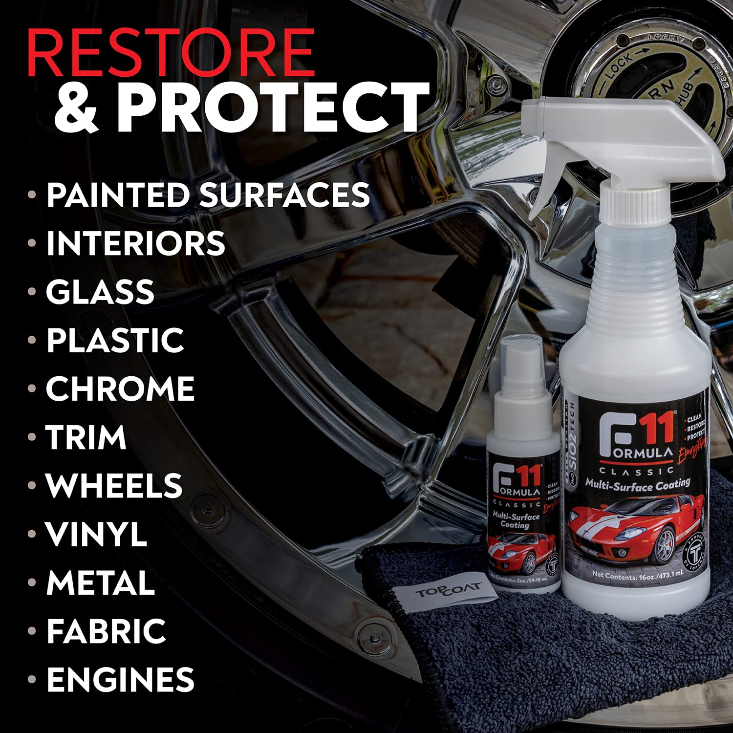 TopCoat F11 Car Polish & Sealer - Water-Based, 8 oz Spray for Cars, RVs & More - Suitable for Aluminum, Steel, Glass, Vinyl, Rubber