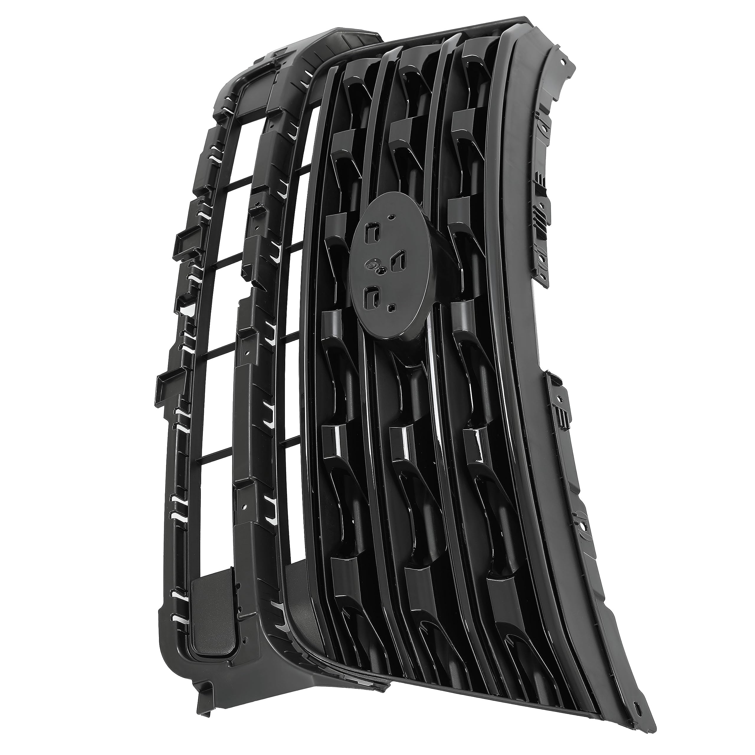 KUAFU Front Bumper Upper Grille for 2016-2017 Ford Explorer, Black Plastic, Model GO-2487, Replacement for FO1200578/FO1200577/FO