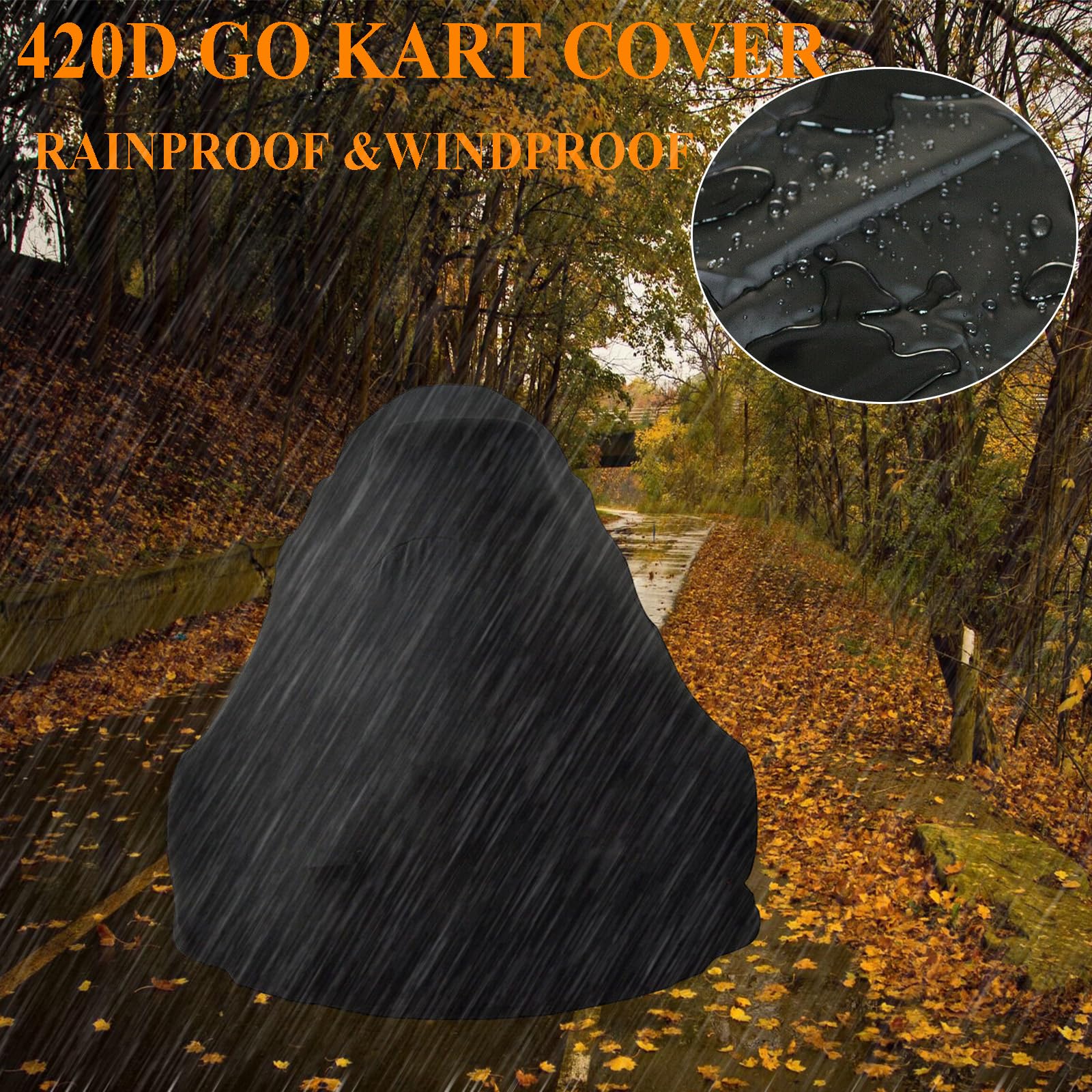 Chikia Go Kart Cover 420D Waterproof Heavy Duty Black 67"x45"x47" for Coleman KT196 TrailMaster Baja