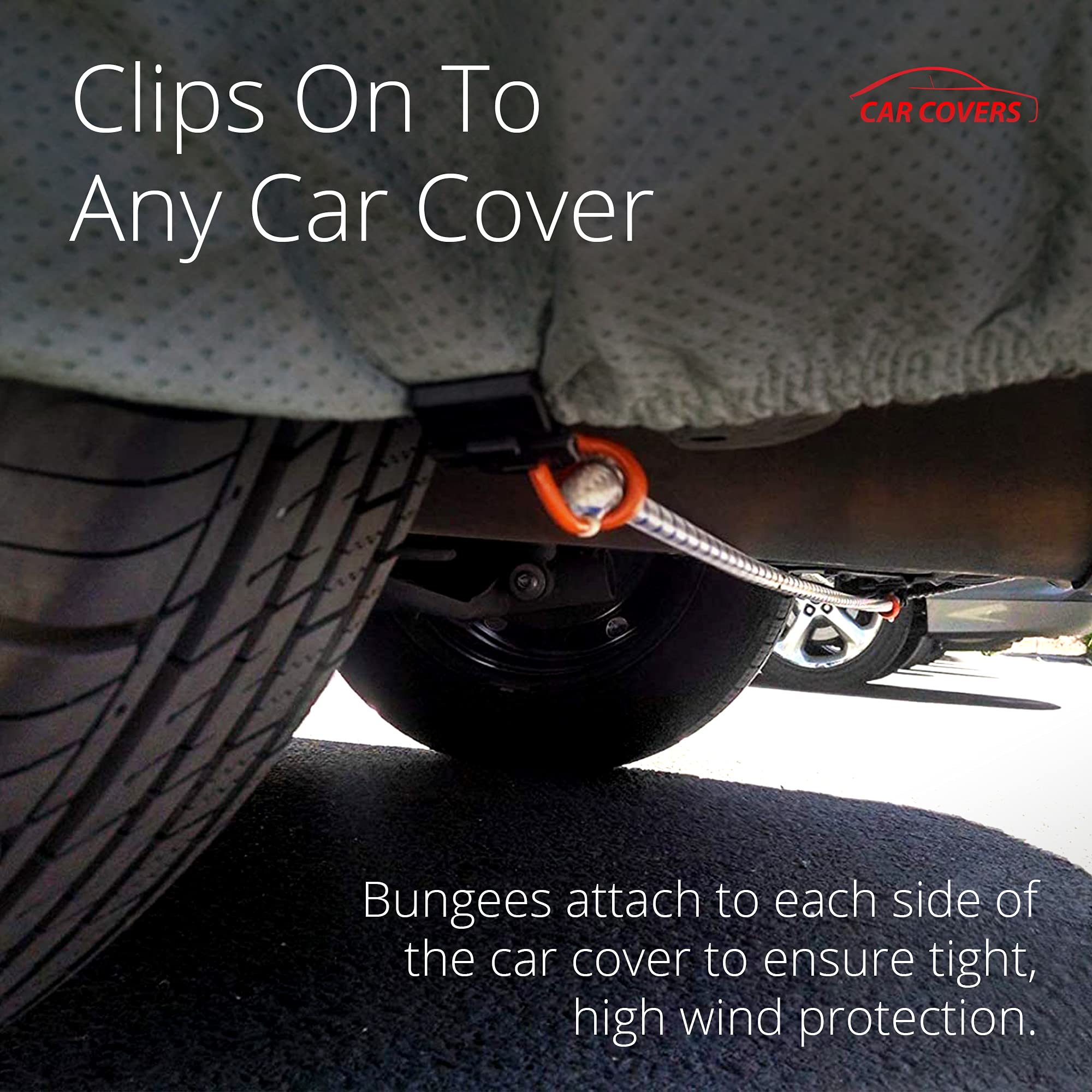 Car Covers Gust Strap Car Cover Wind Protector - Universal Fit for Cars, SUVs, Trucks, Black Nylon, Model gststrp