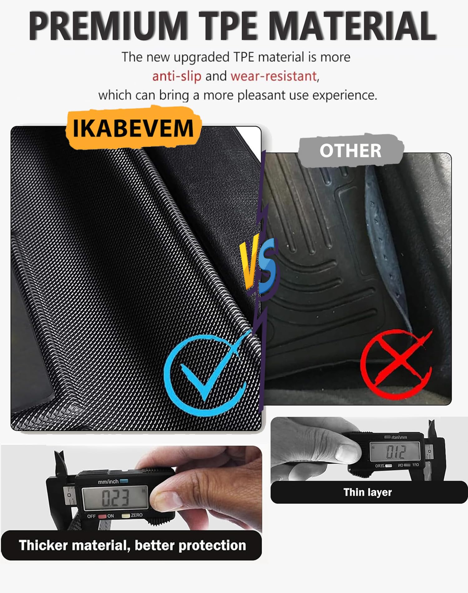 IKABEVEM Heavy Duty Floor Mats for 2022-2025 Lexus NX/NX Hybrid - TPE All Weather Liners, 1st & 2nd Row, Black, Model FM