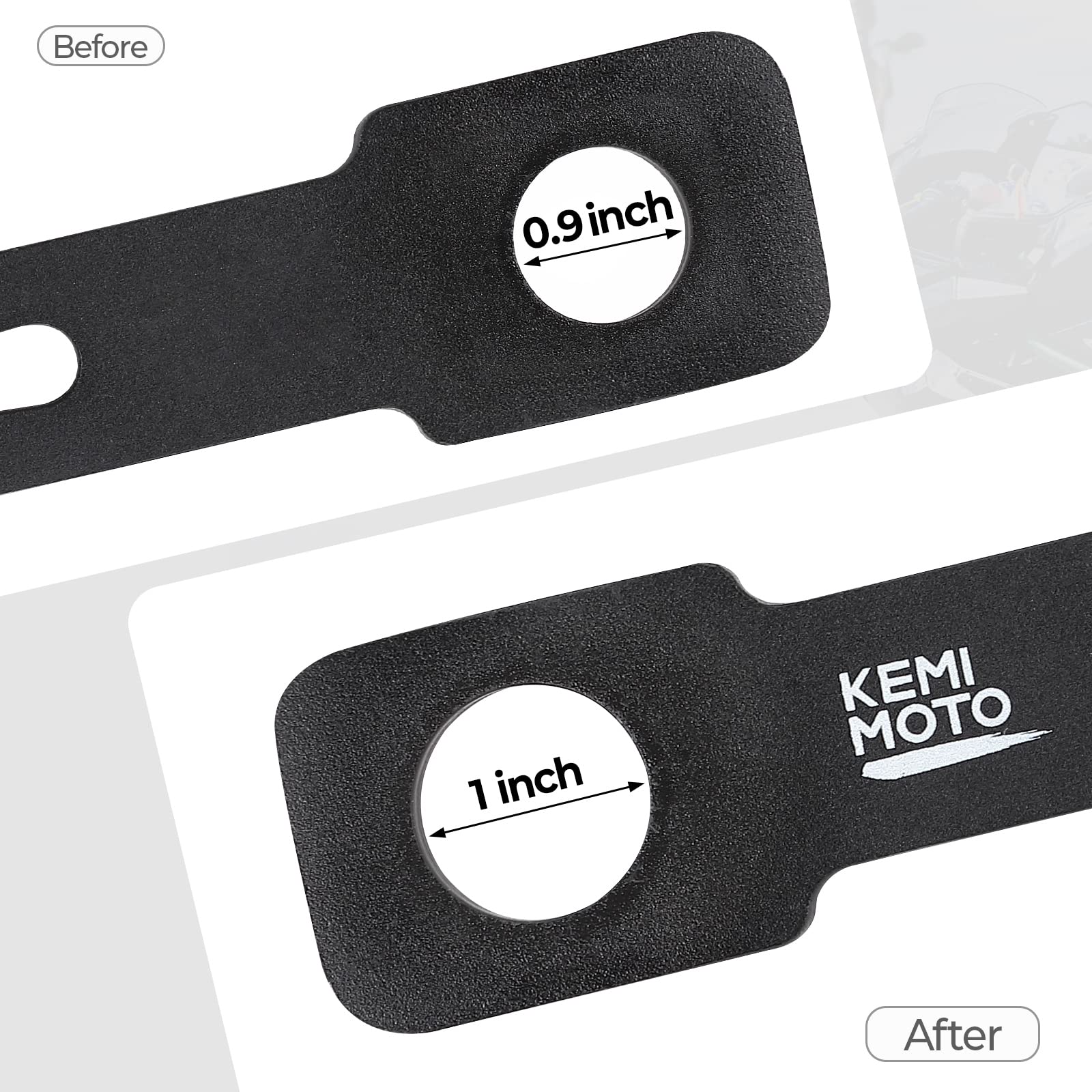KEMIMOTO Universal Curved Motorcycle License Plate Holder - Black Metal Design