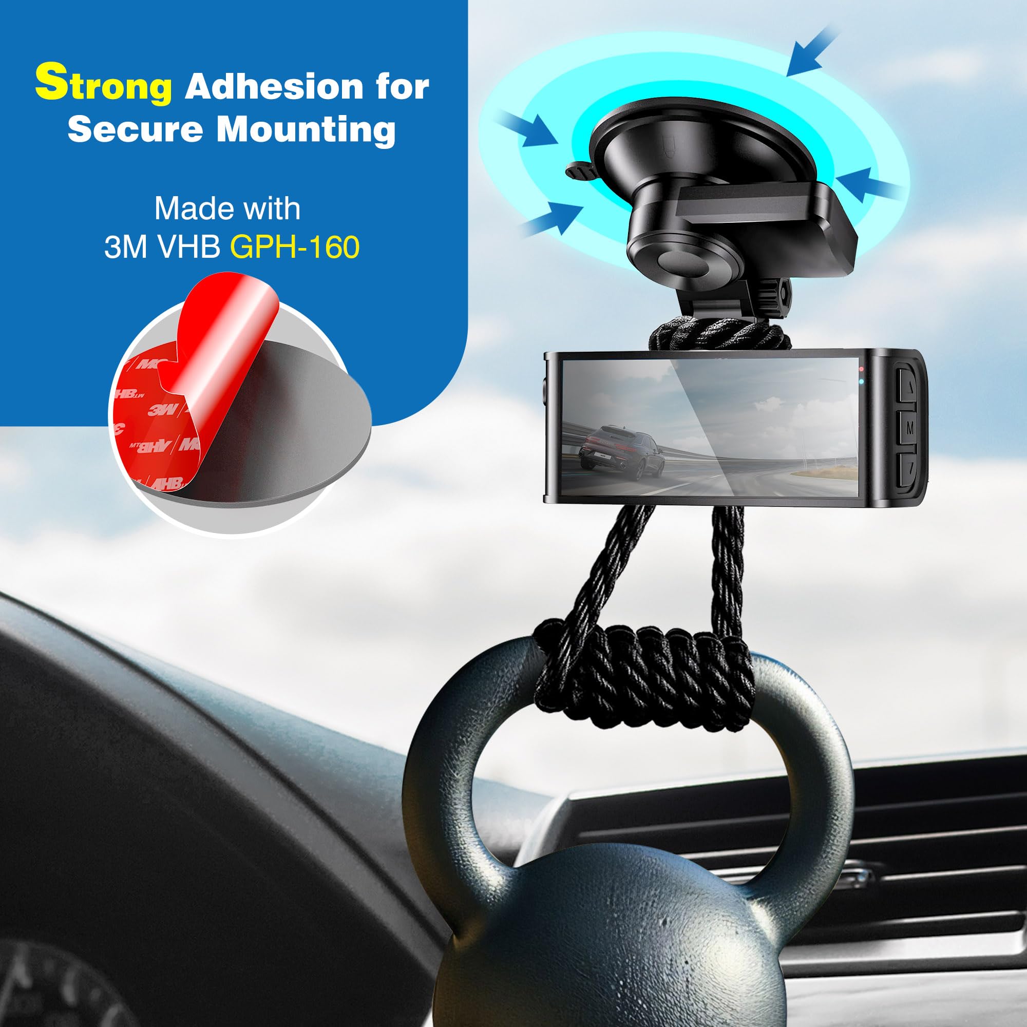 3M VHB Round Double-Sided Adhesive Pads - 4pcs Each of 3.15'' and 0.91'' Sticky Mounting Tape for Phone Holder, Car Magnetic Mou