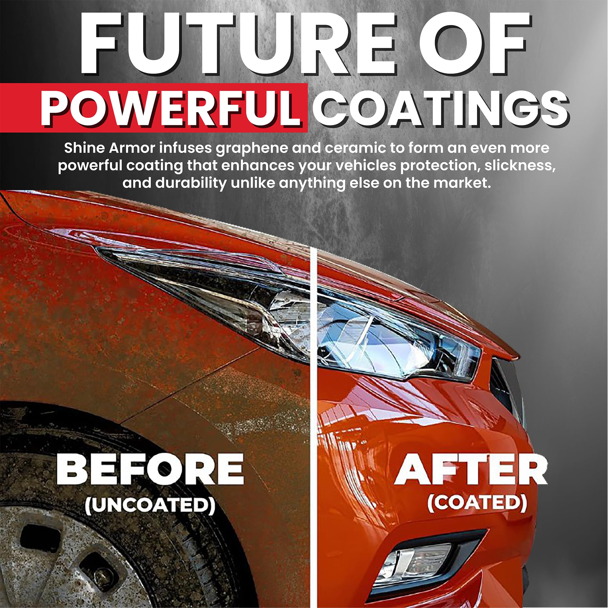 SHINE ARMOR Graphene Ceramic Coating for Cars, 8 Fl Oz, Hydrophobic SiO2 Technology, Premium Gloss, Ceramic Protection