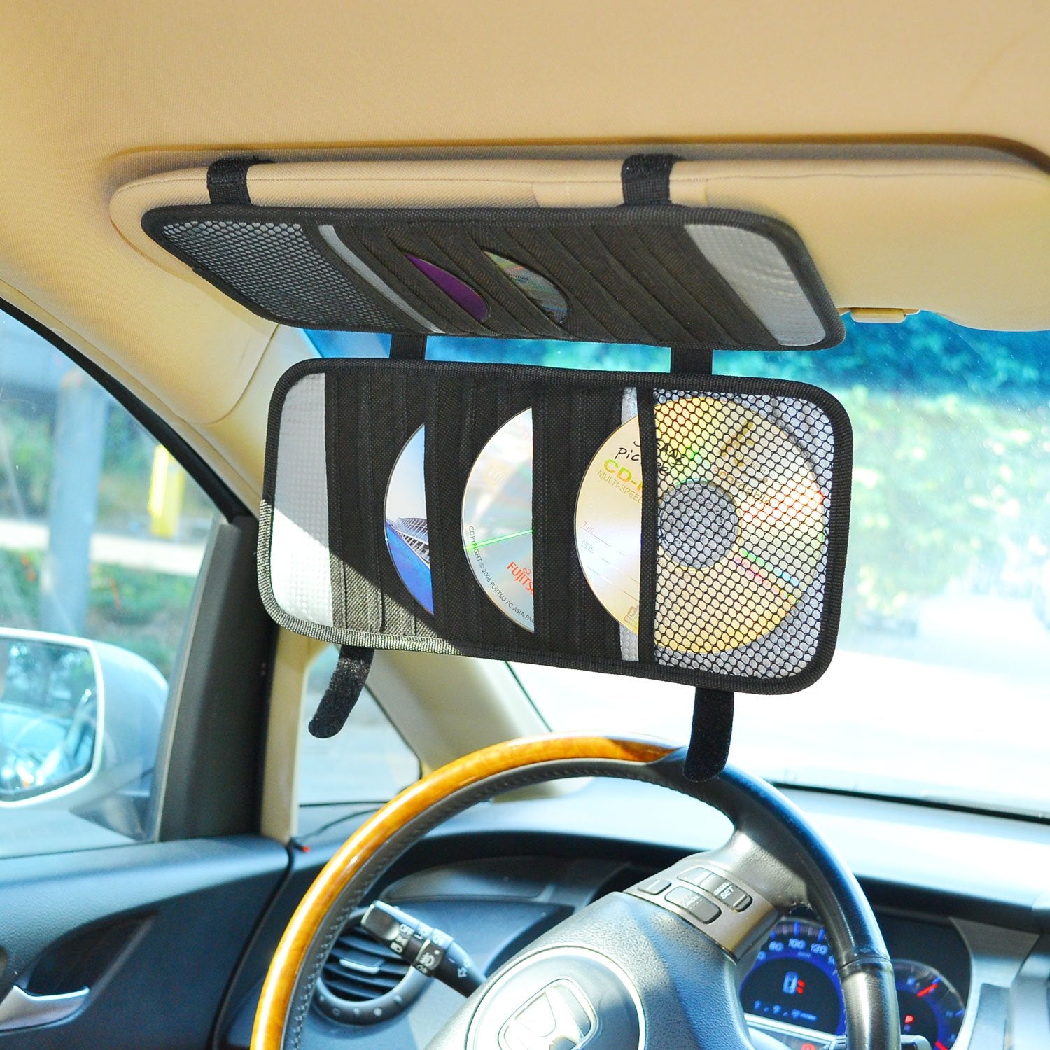 TFY Car Visor Organizer. Triplelayer, 30 CD/DVD Disk Storage Holder  Black