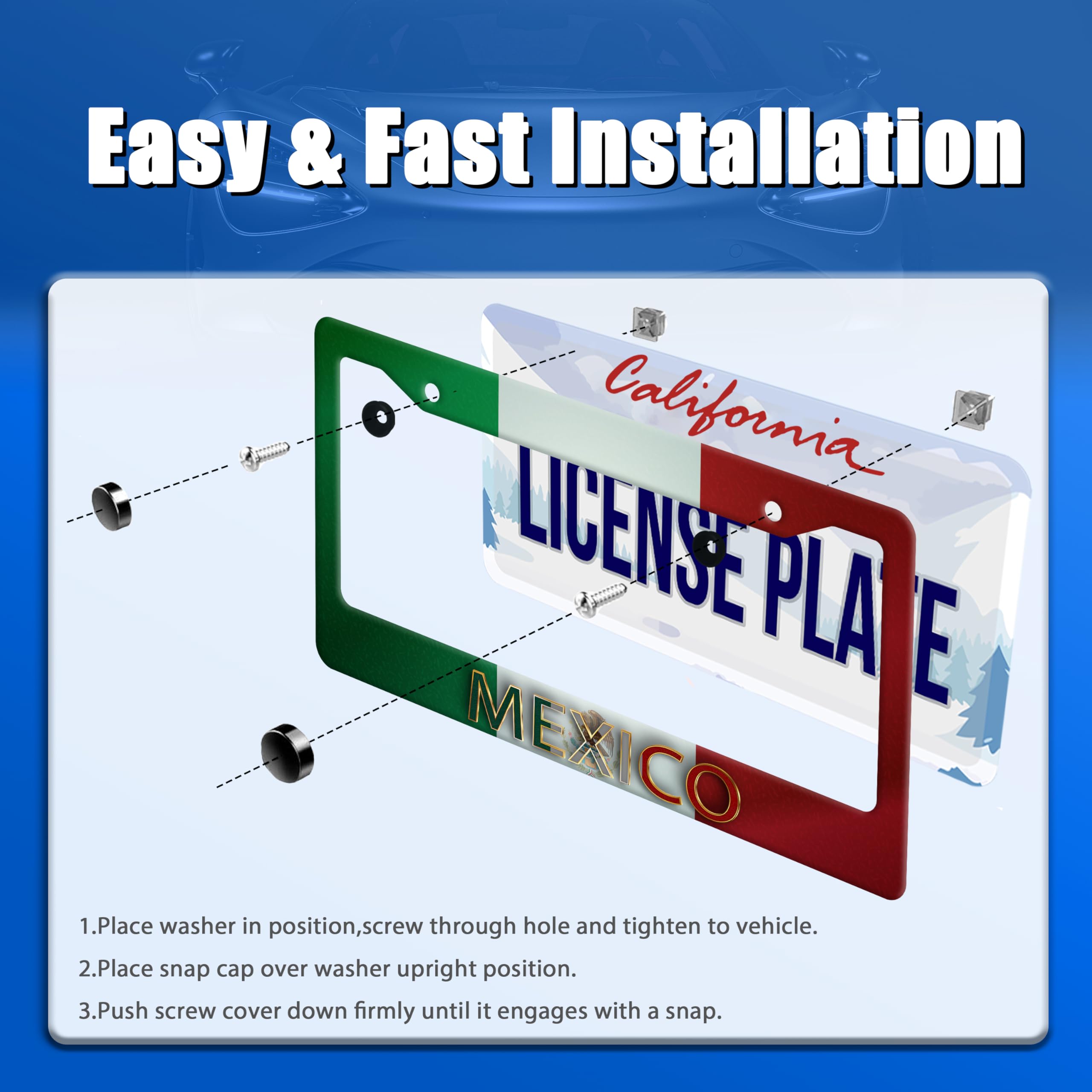 Mexico Flag License Plate Frame Personalise Mexican Funny License Plate Stainless Steel Flag License Plate Holder Car Accessory