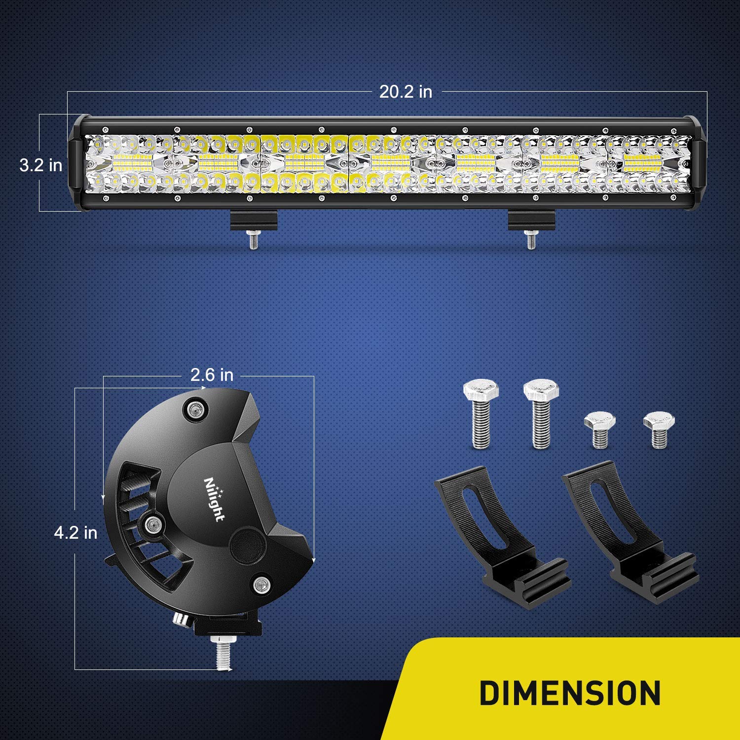 Nilight Zh409 20 Inch 420W Triple Row Flood Spot Combo 42000Lm Led Light Bar With Heavy Duty Off-Road Wiring Harness, 2 Years Wa