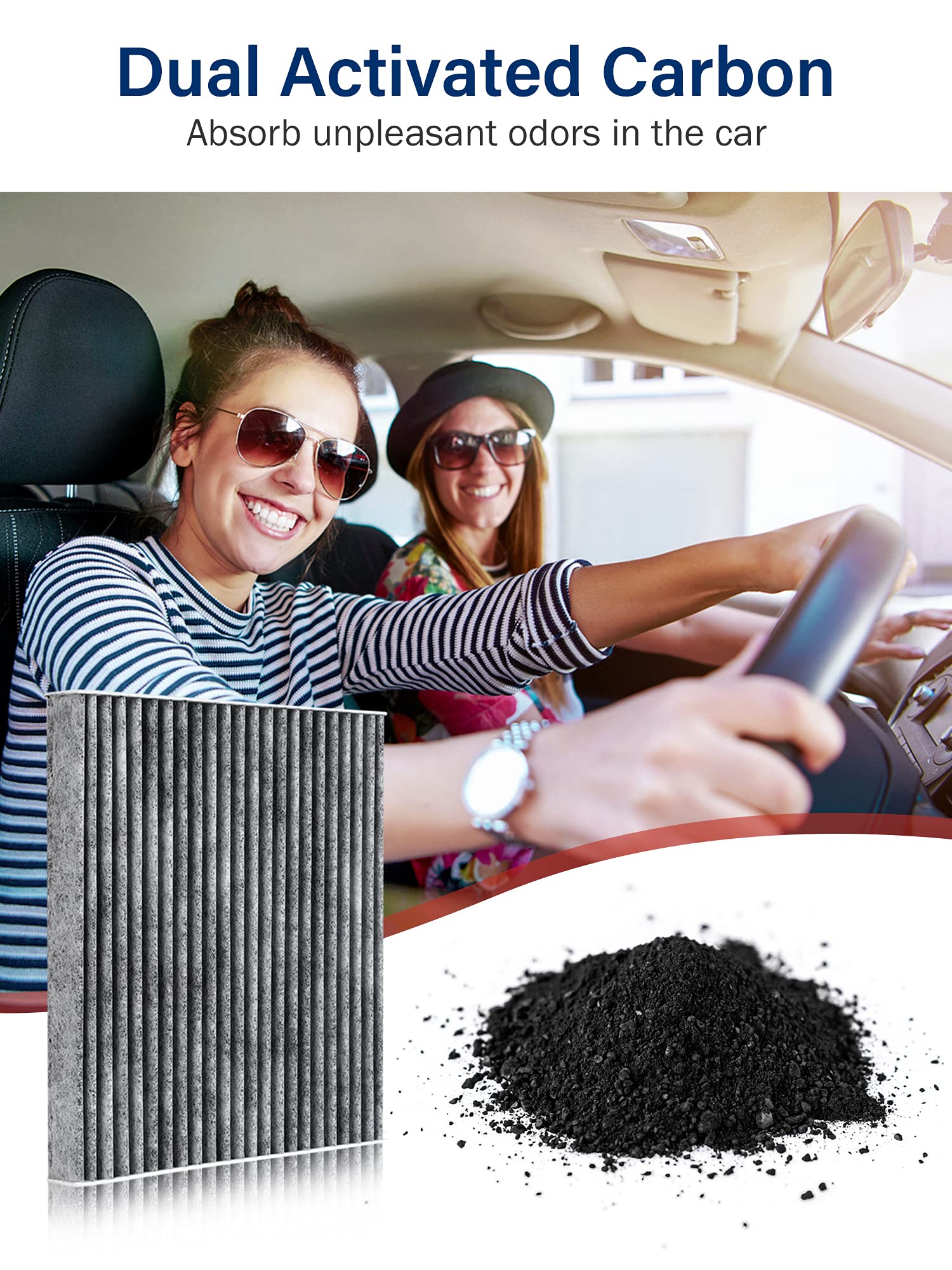 Kootek Cabin Air Filter with Activated Carbon, 2pcs Car Automotive Replacement Passenger Compartment Air Filters for Toyota 4Run