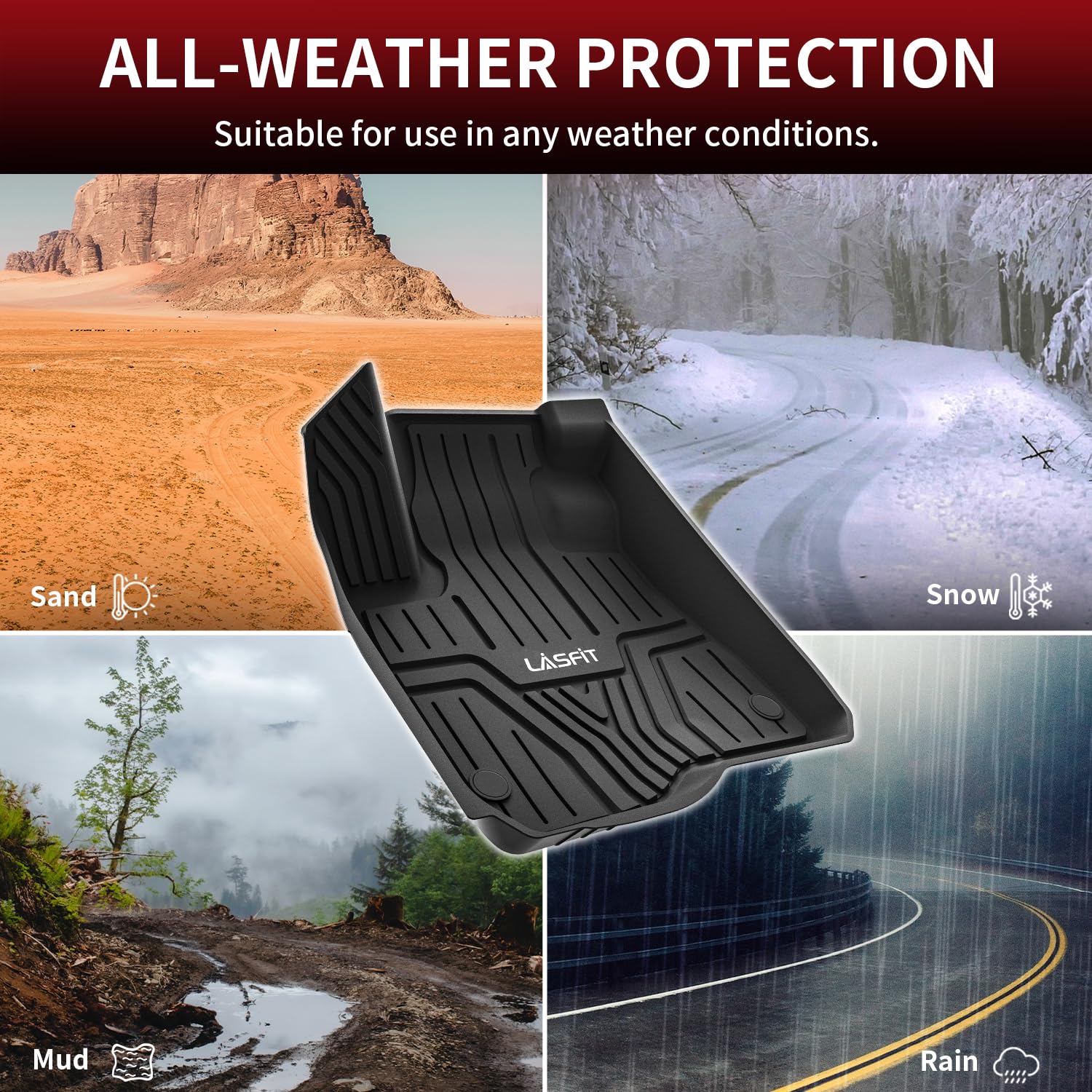 LASFIT Floor Mats for Honda CR-V 2023-2026, TPE All Weather Liners, 1st & 2nd Row, Black, Compatible with FCEV & Hybrid
