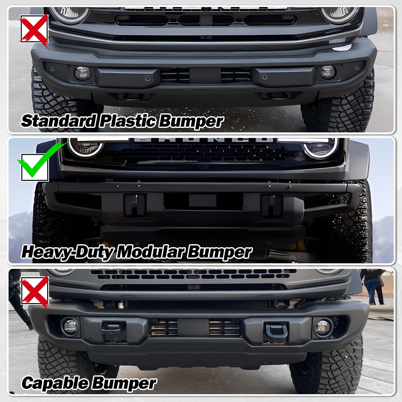 Mabett Front License Plate Frame for Ford Bronco 2021-2025, Heavy-Duty Aluminum, Modular Bumper Design