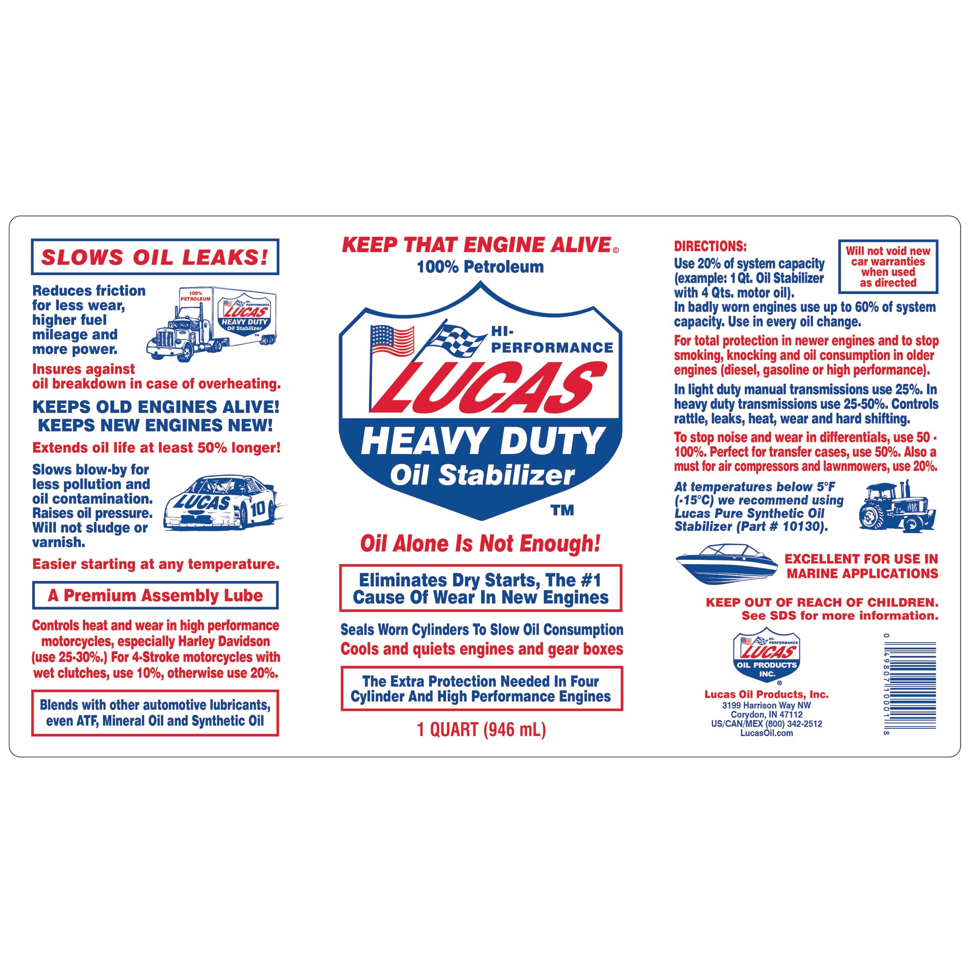Lucas Oil Heavy Duty Oil Stabilizer - 32 Fl Oz, Plastic, Model 10001, Multi Color