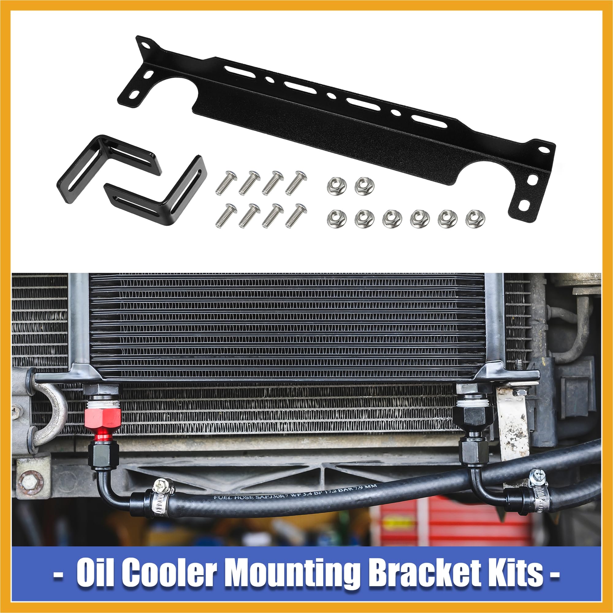 Partuto Universal Oil Cooler Mounting Bracket Kit 330mm Aluminum Alloy Engine Oil Cooler Radiator Adapter Kit Oil Cooler Bracket