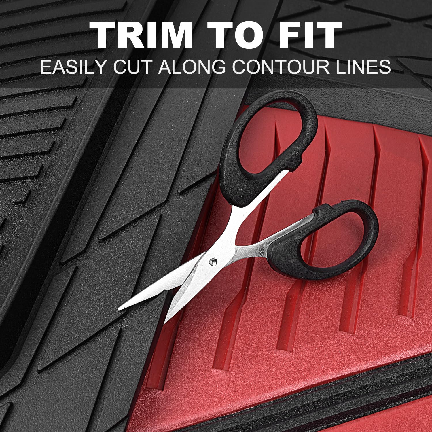 Car Pass Heavy Duty Rubber Car Mats, Deep-Dish Car Floor Mats All Weather, Universal Two-Tone Trim-To-Fit For Suvs Trucks Sedans