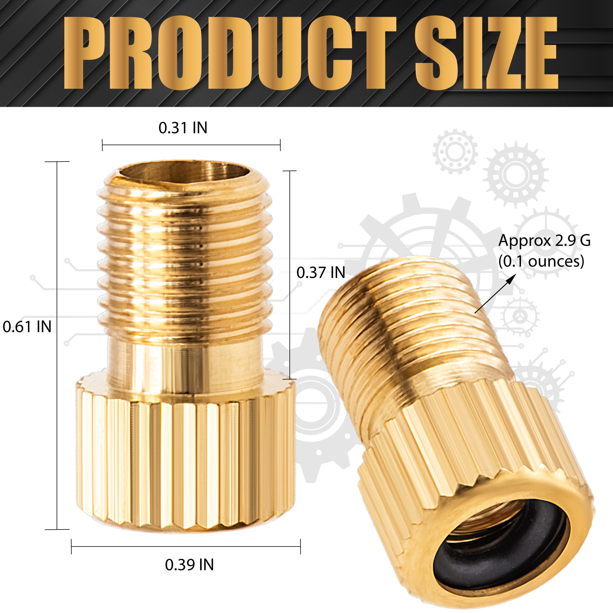 Meajoo 4Pcs Brass Presta Valve Adapter, Convert Presta To Schrader Adaptor, Inflate Tire Using Standard Pump Or Air Compressor F
