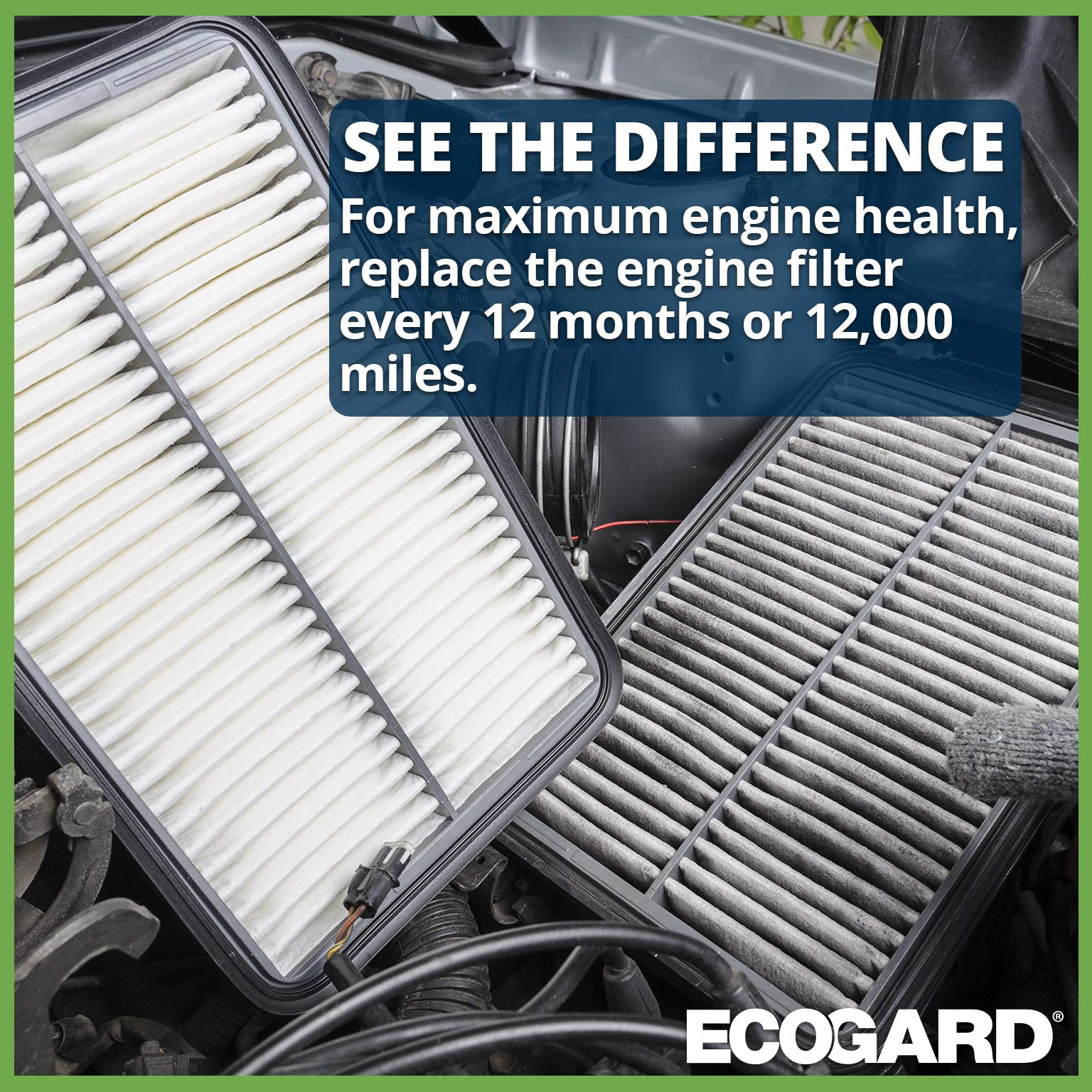ECOGARD XA10242 Premium Engine Air Filter Fits Toyota Tacoma 3.5L 2016-2021, Tundra 5.7L 2014-2021, Tundra 4.6L 2014-2019, Sequo