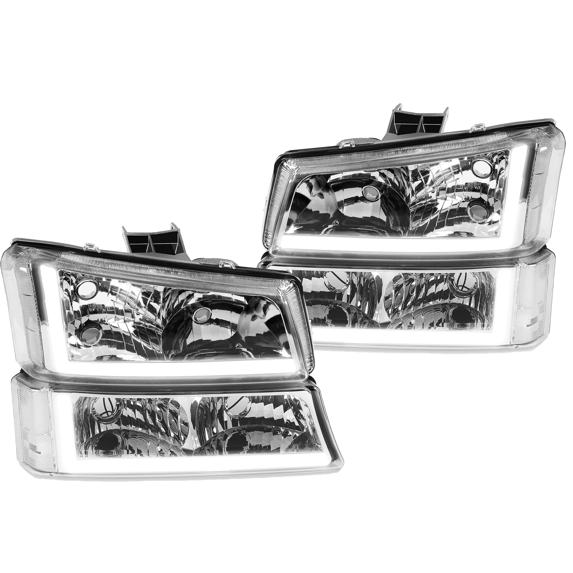Kojem LED Bumper Parking Lights for 03-07 Chevy Avalanche/Silverado 1500-3500, Clear Lens, Black Housing, Model LYPL-114-3, 1