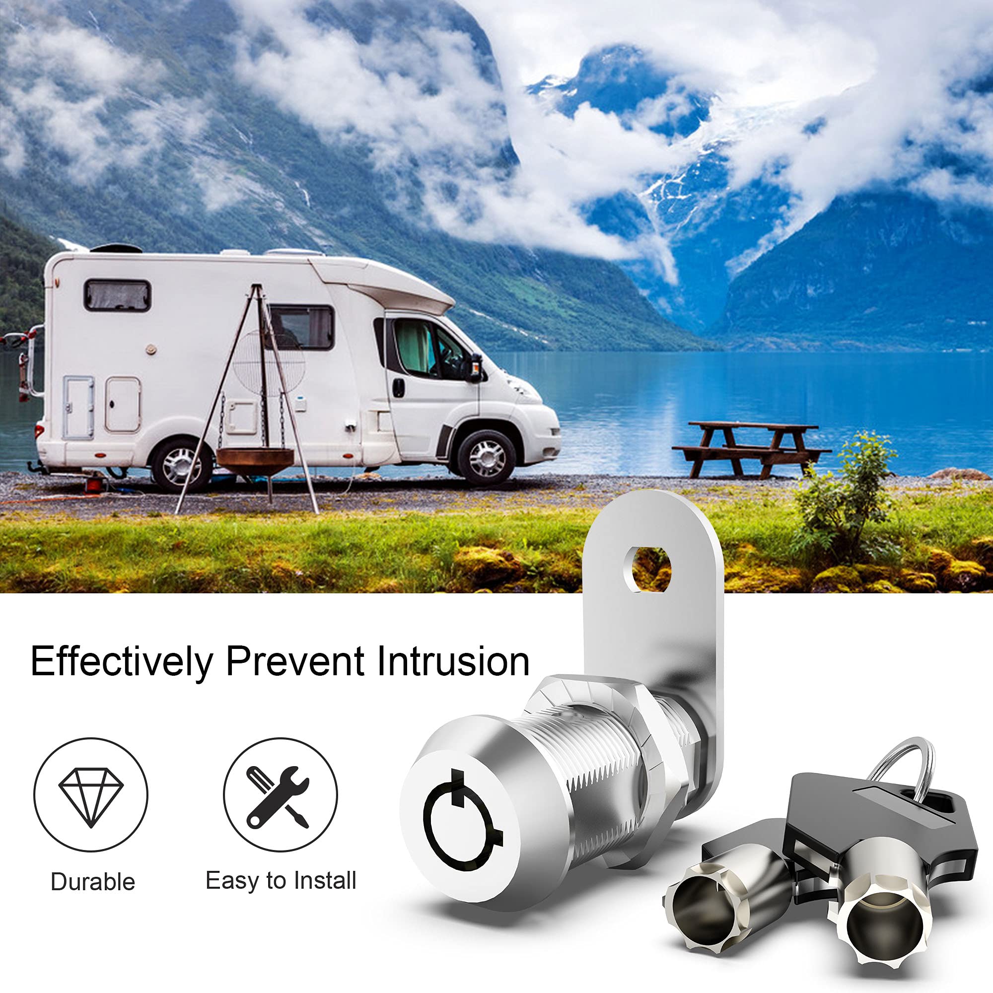 5 Pack Cam Locks Keyed Alike, 1-1/8'' Cabinet Locks With Keys, Rv Storage Lock Secure Rv Compartment Door Toolbox Mailbox Lock R
