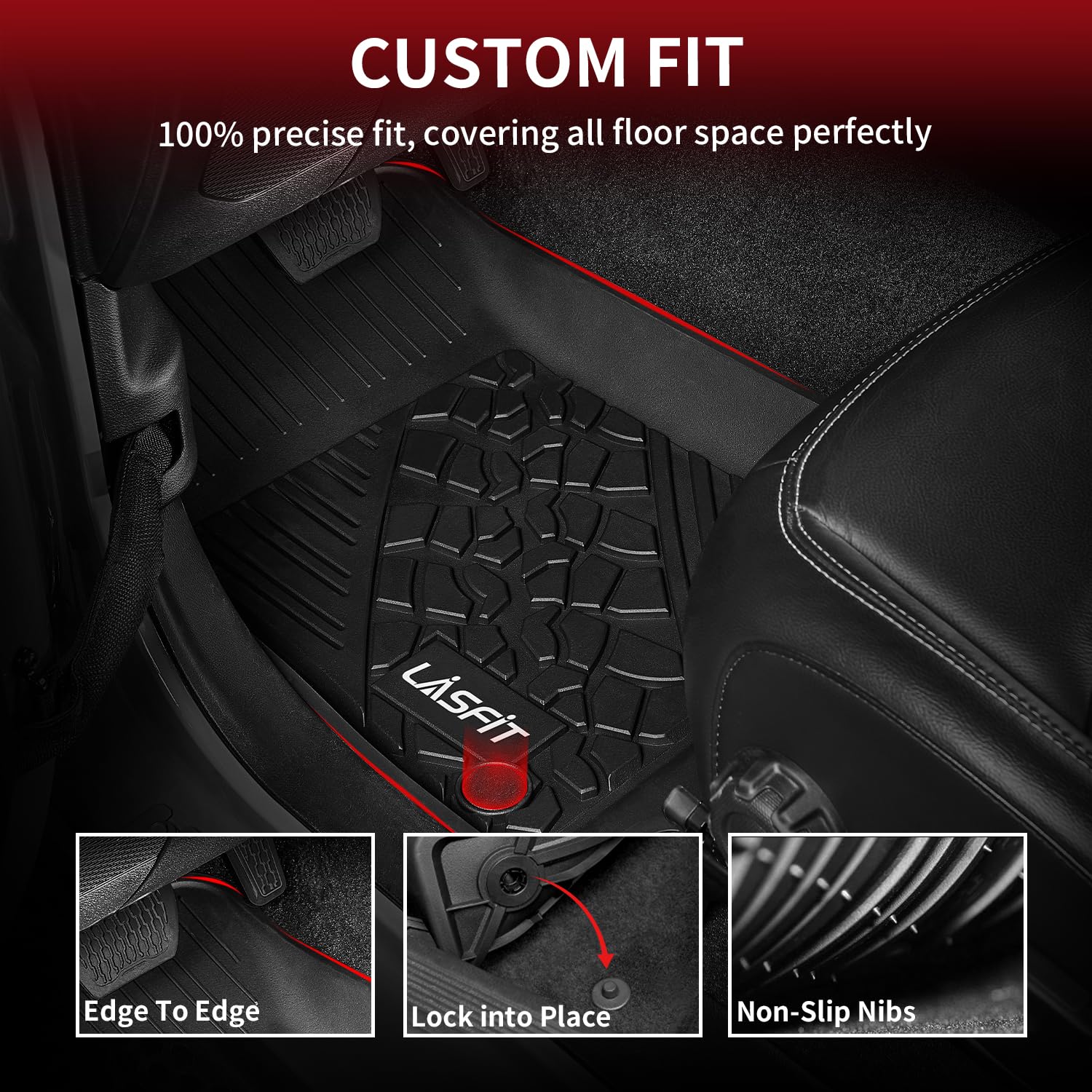 Lasfit Floor Mats & Trunk Mat For Jeep Wrangler Jl 2018-2025 With Subwoofer And Flat Load Floor Unlimited 4 Door (Not For Jk/Not