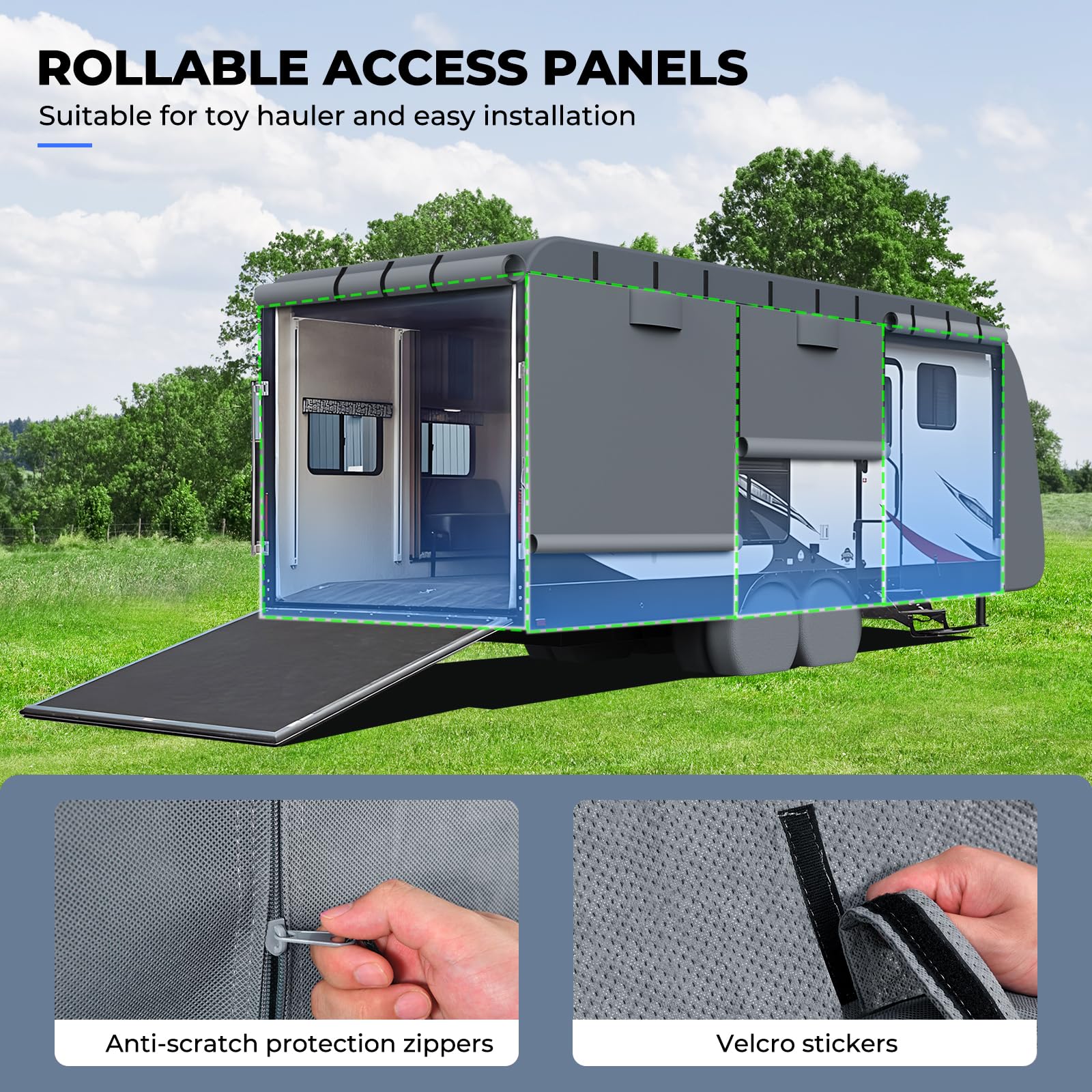 Rvmasking Rv Cover, Heavy Duty 7 Layers Travel Trailer Cover With 4 Tire Covers For 24'1''-26', Windproof Rip-Stop Anti-Uv Campe