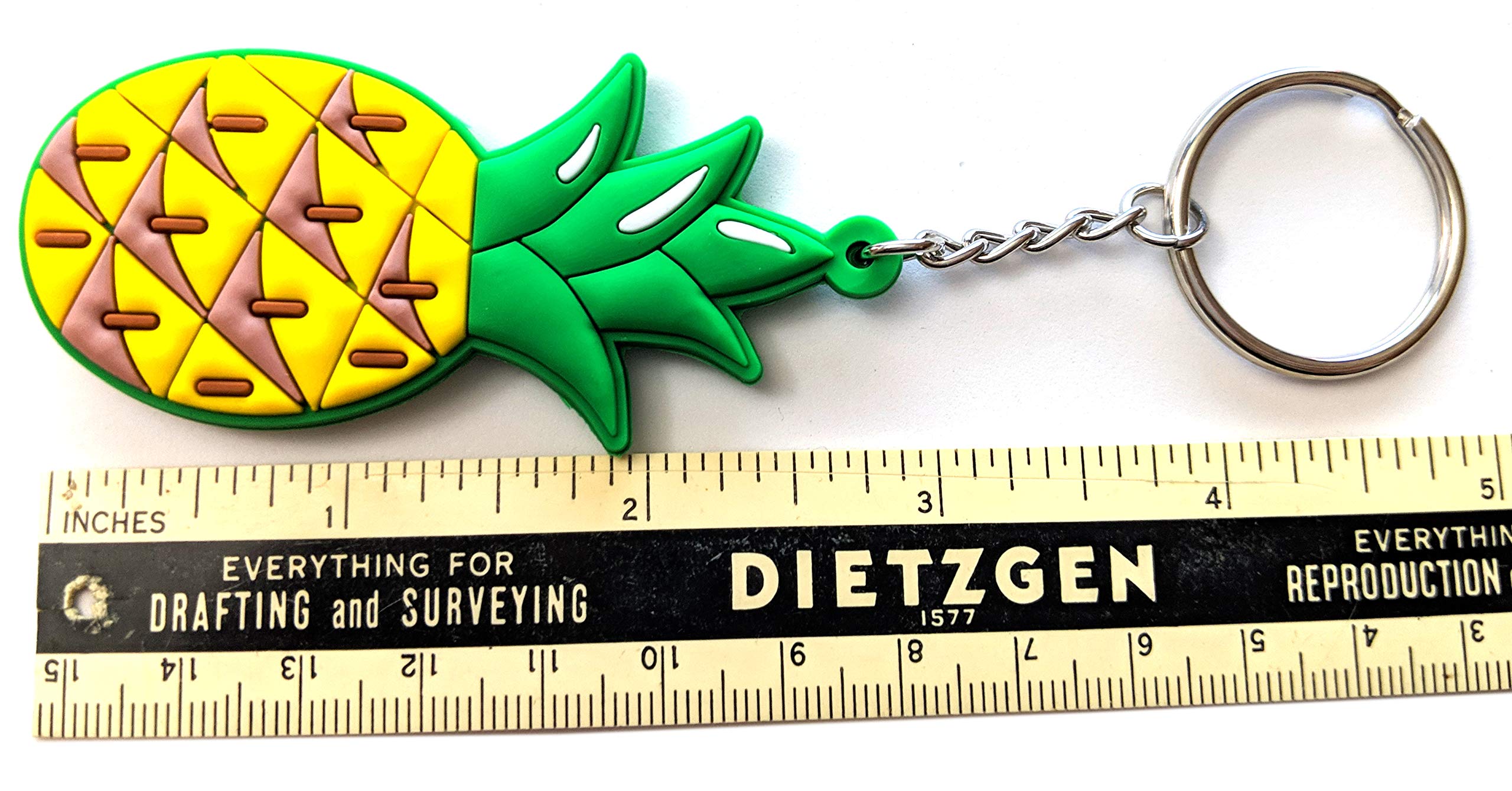 GT//Rotors Pineapple Rubber Keychain Soft Pine Apple PVC Double Sided Car Keys Fob Accessory