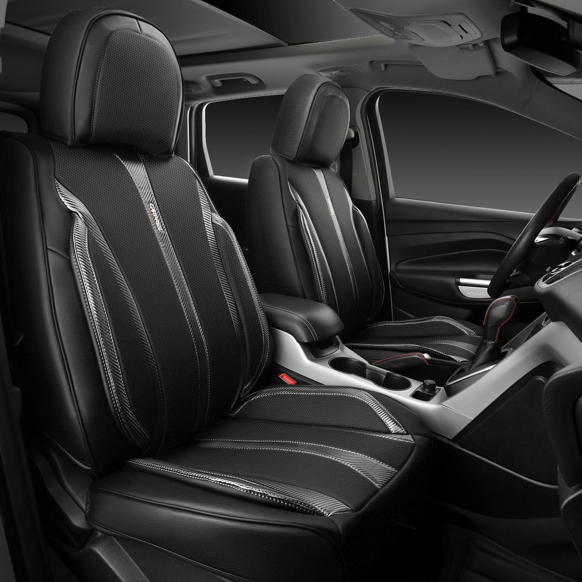 Car Pass Nappa Leather Car Seat Covers Cushioned, Waterproof Leatherette Seat Covers Anti-Slip 5 Seats, Universal For Cars,Suv,P