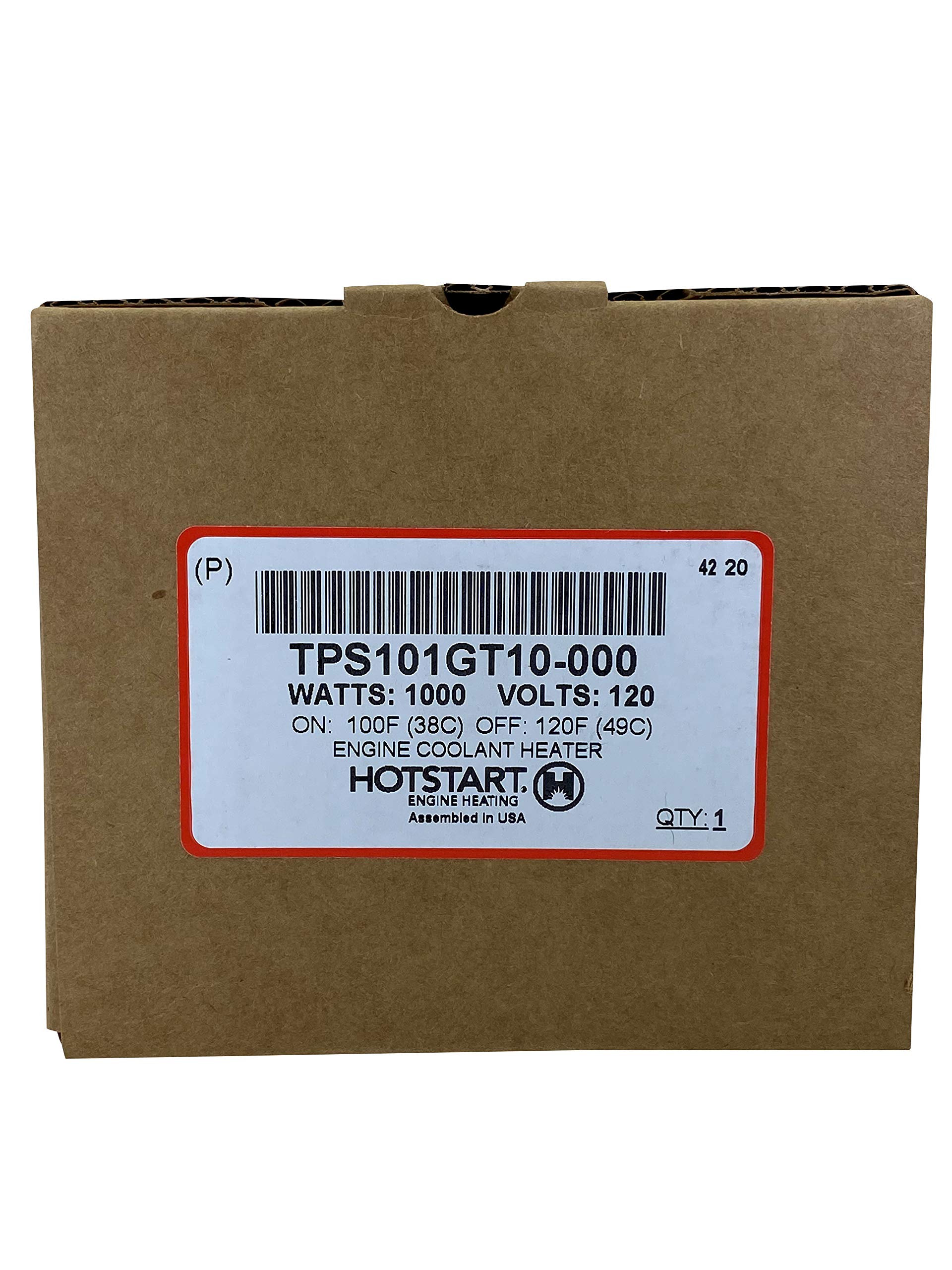 Hotstart Coolant Heater TPS101GT10, 120V, 1000 Watt, Efficient Heating Solution for Engines