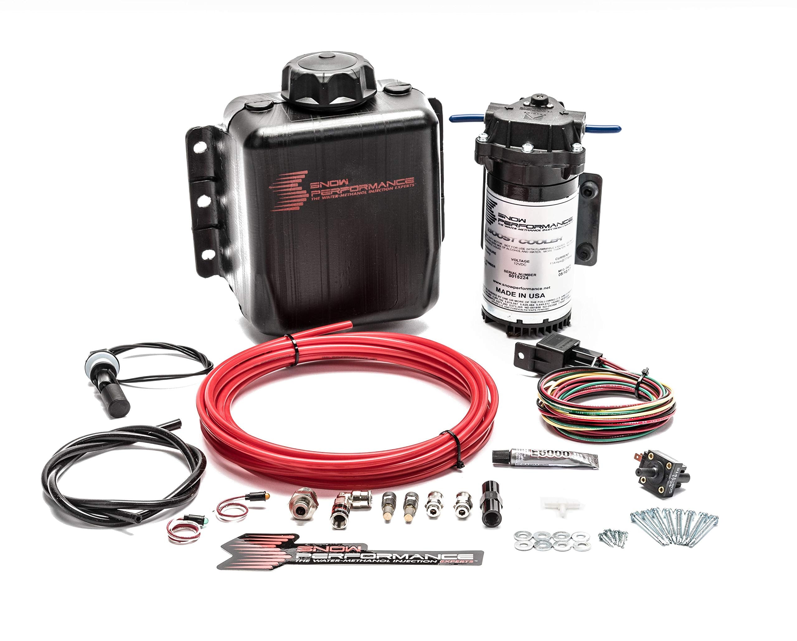 Stage 1 Boost Cooler Forced Induction Water-Methanol Injection Kit (Red High Temp Nylon Tubing, Quick-Connect Fittings)