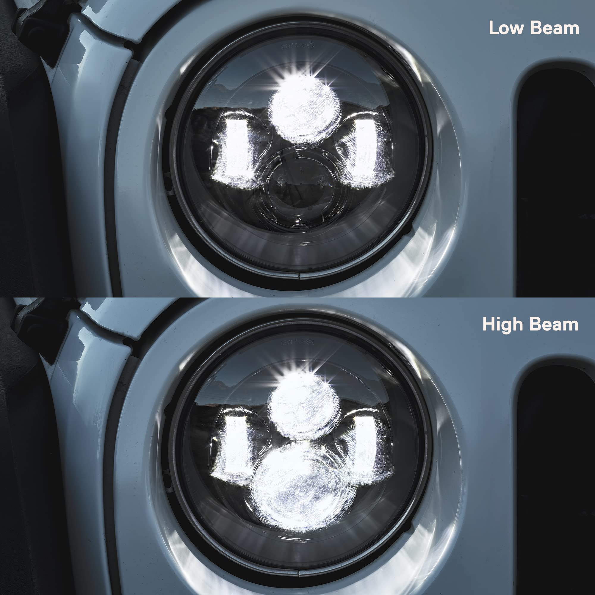 True Mods 7-Inch H6024 Led Headlights + 4-Inch Fog Lights For Jeep Wrangler Jk Unlimited Jku Accessories 2007-2018 [High/Low Sea