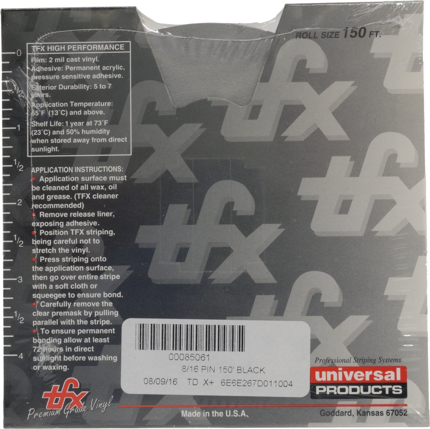 Universal Tfx 0008014 - Auto Truck Customizing Dual Pinstripe - 8/16'' X 150' (1/4 Stripe, 1/8'' Gap, Then 1/8 Stripe) - 014-Ult