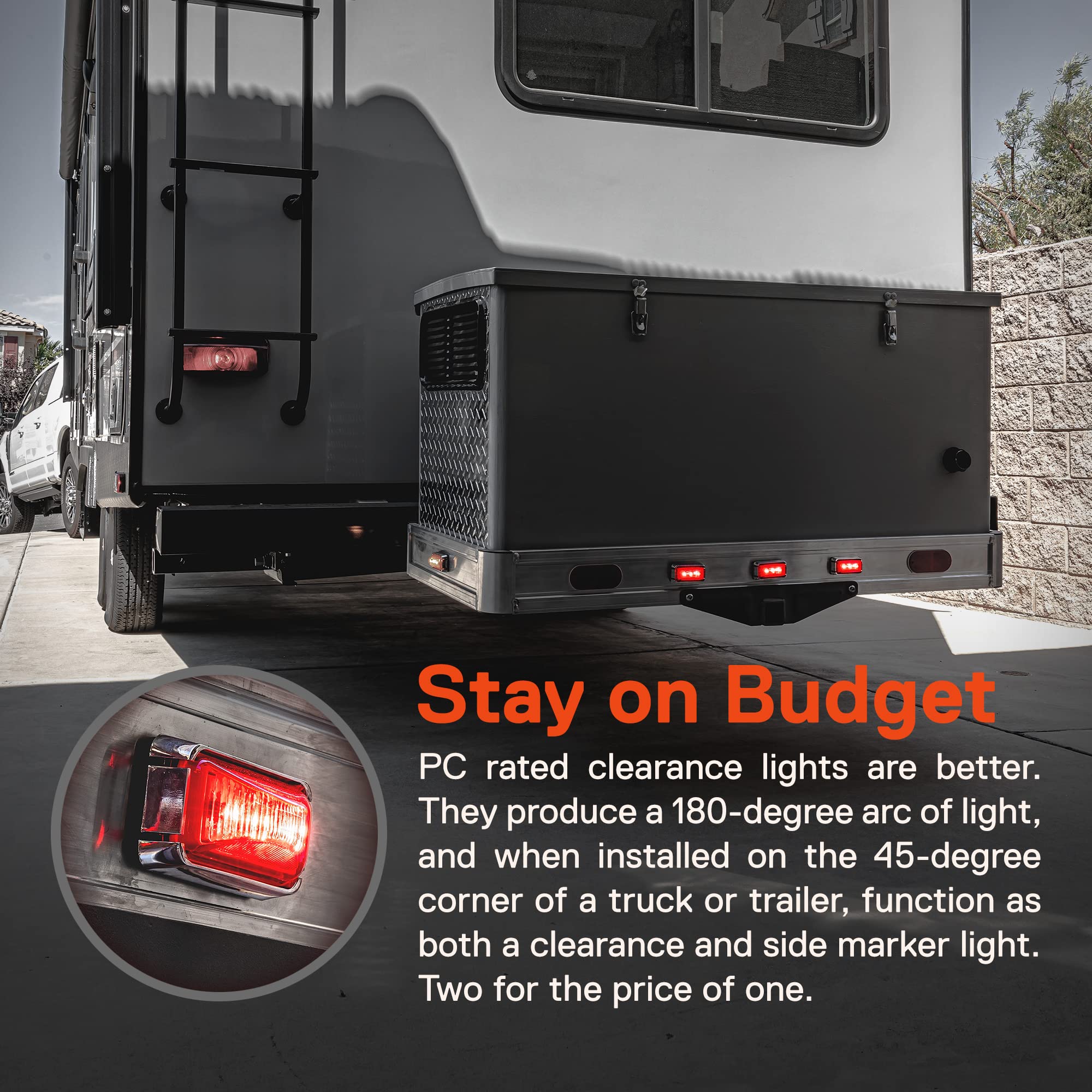 True Mods 2.5'' Red Led Trailer Marker Light W/Chrome Bezel [Dot Fmvss 108] [Sae P2Pc] [Surface Mount] [Waterproof Ip67] Side Ma