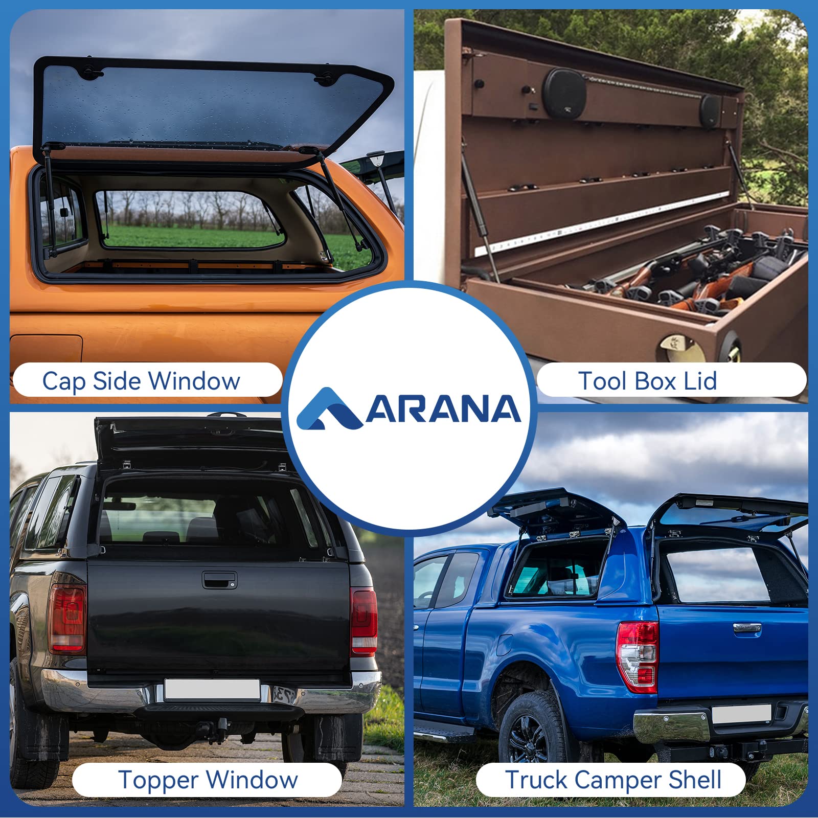 Arana C16-03795 Gas Struts 12 Inch, C16-09903 12 Inch 24Lb/107N Gas Shock Spring Lift Supports For Leer Are Camper Shell Topper