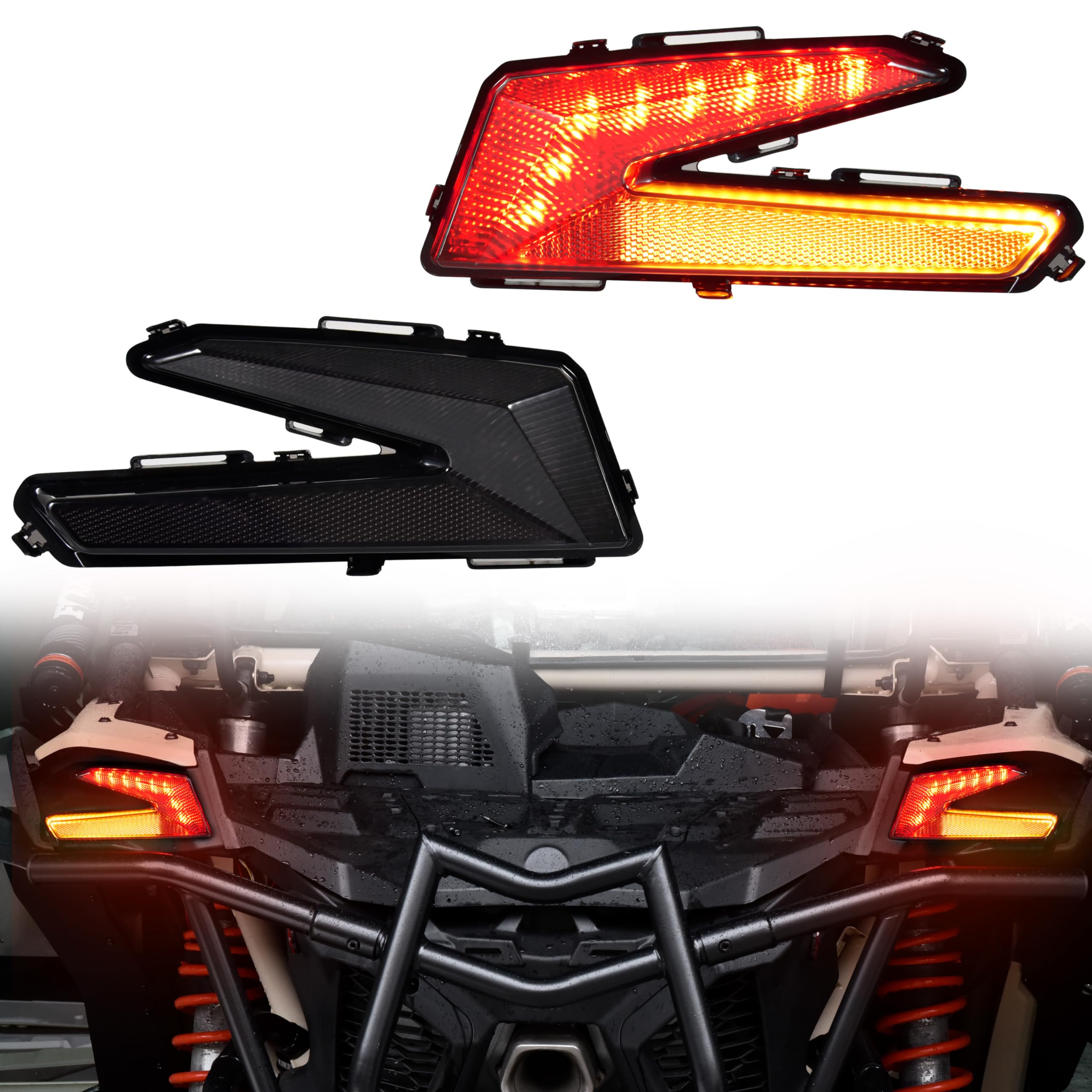 SAUTVS LED Taillights Tail Lamps Assembly Tail Lights Rear Lights with Yellow Turn Signal Light for Can-Am Maverick X3 XDS XRS M
